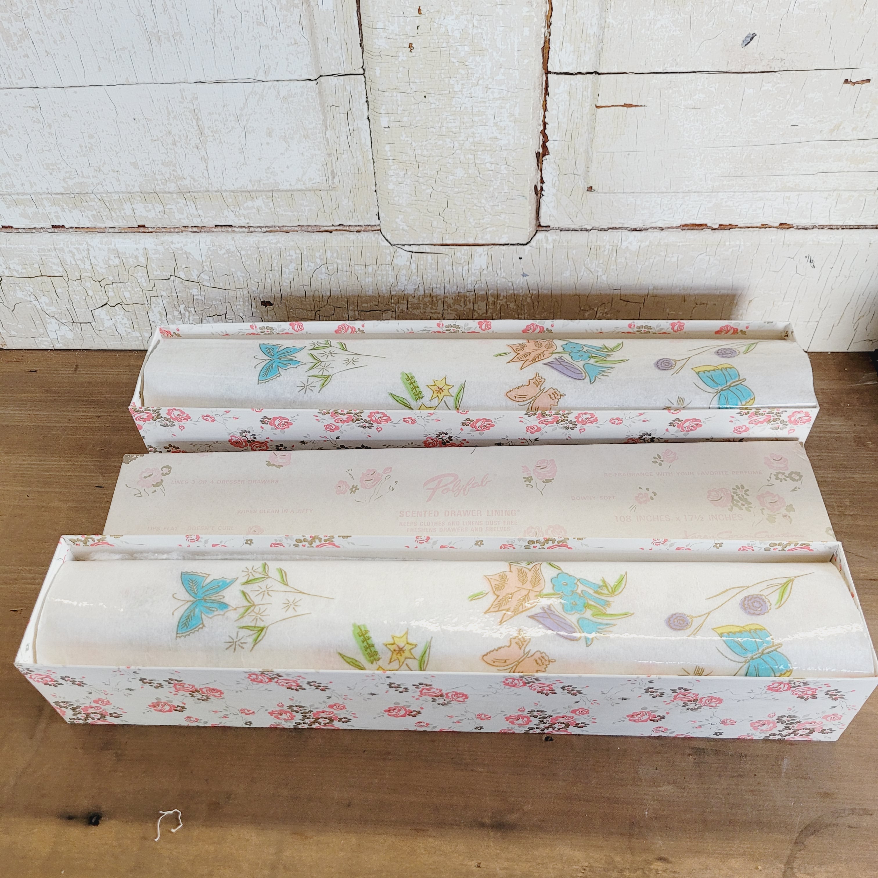 3 selling Vintage Polyfab Perfumed Drawer Lining by Karen Carson roses & floral