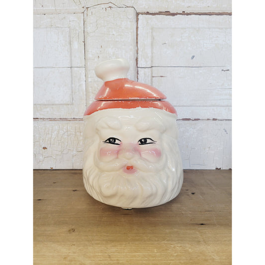 Vintage Santa Cookie Jar 1960s Hand Painted Santa Face Christmas Kitchen
