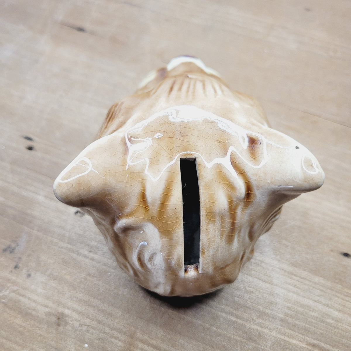 Vintage Majolica Style Cat Head Coin Bank Pottery 3.25 Inch No Maker Mark