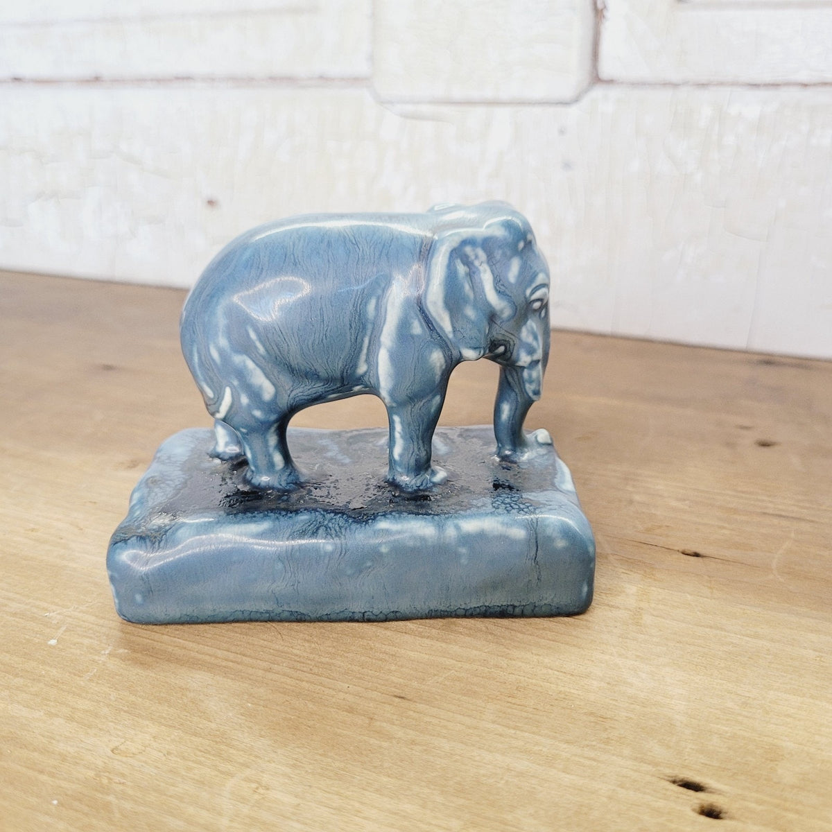 Rookwood 1930 Vintage Pottery Blue Elephant Ceramic Paperweight Figurine 2797