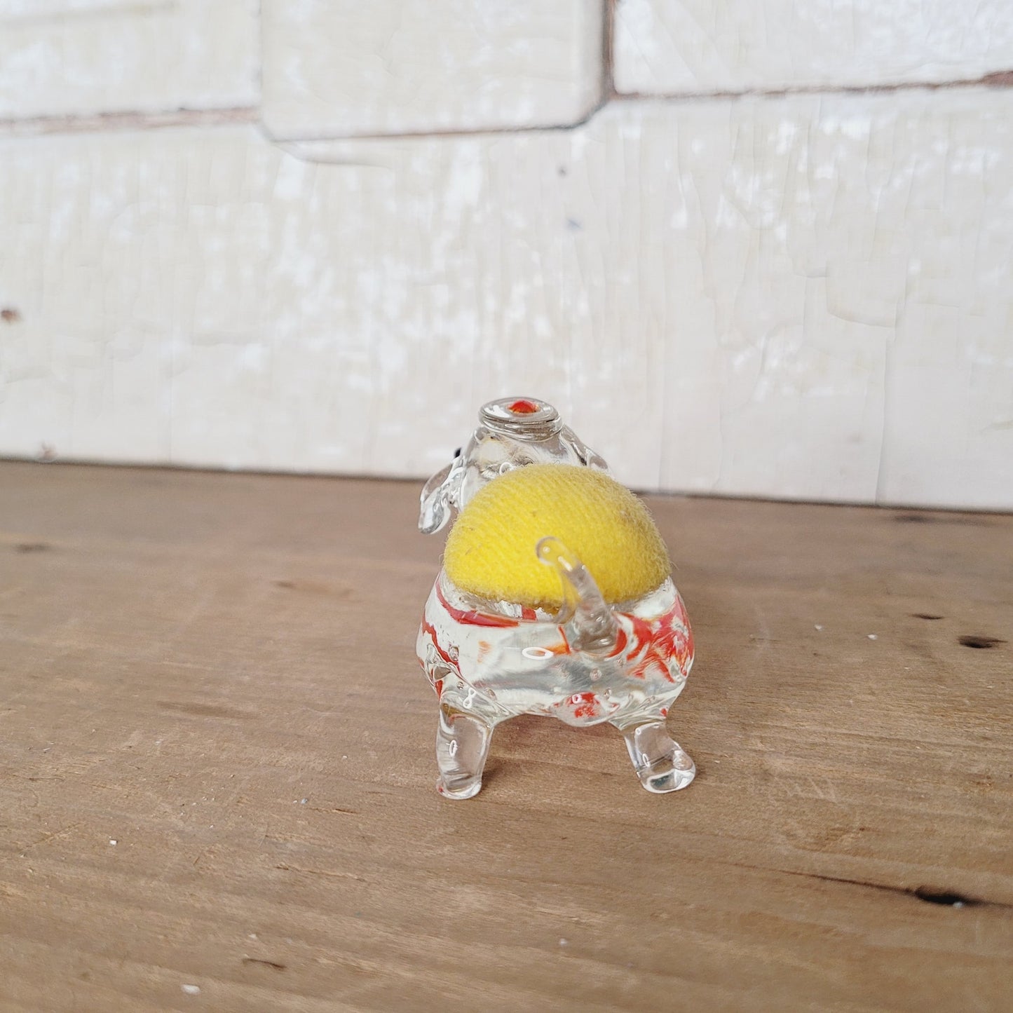 Miniature Glass Dog Pincushion - Vintage Pin Cushion