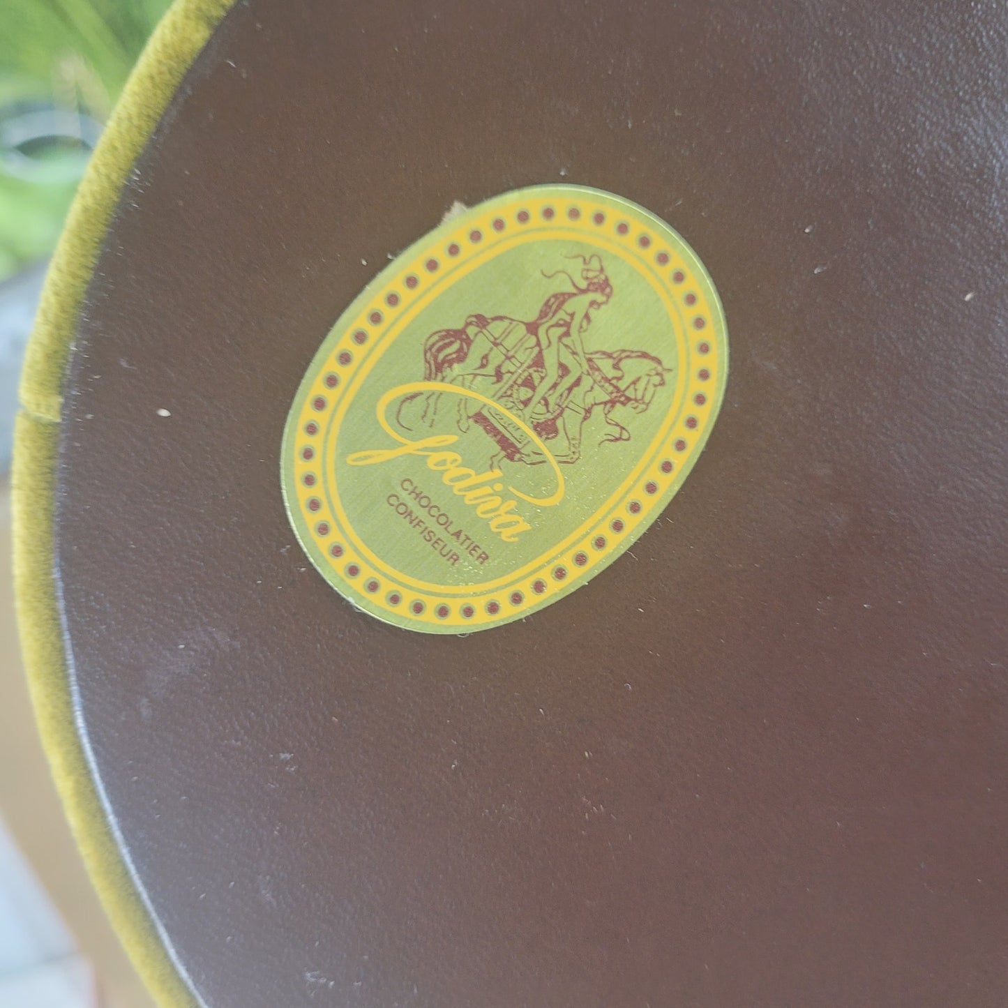 Vintage Godiva Velvet Chocolate Box 14" Oval with Feathers Fruit & Gift Box