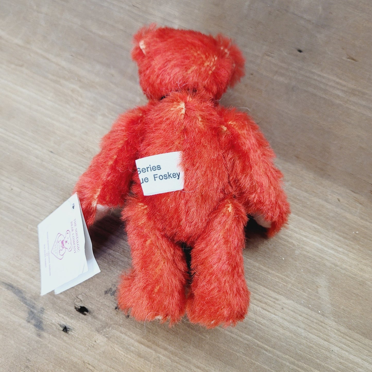 Nostalgic Bear Co 1990 Mini Teddy Bear Signed Sue Foskey Red 6" w Tags