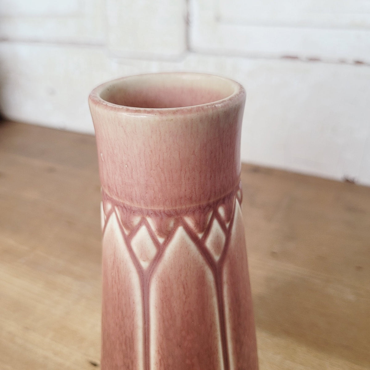 Rookwood 1920 Matte Rose Pink Vase Shape 1824 Incised Geometric Arts Crafts