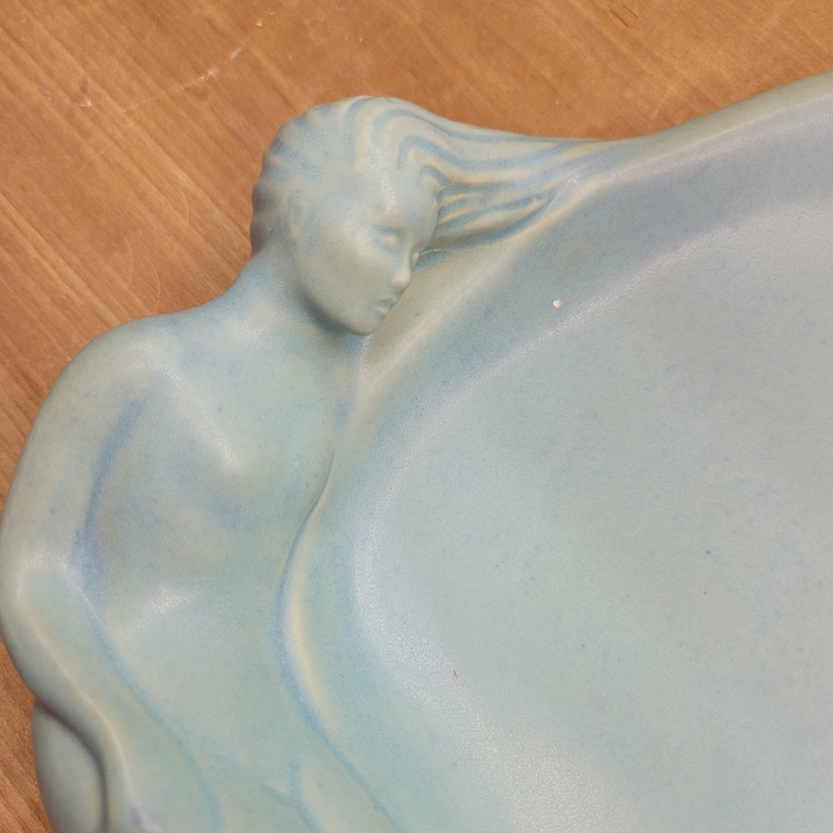 Van Briggle Pottery Mermaid Tray Dish Plate Ming Blue Matte Colorado Springs