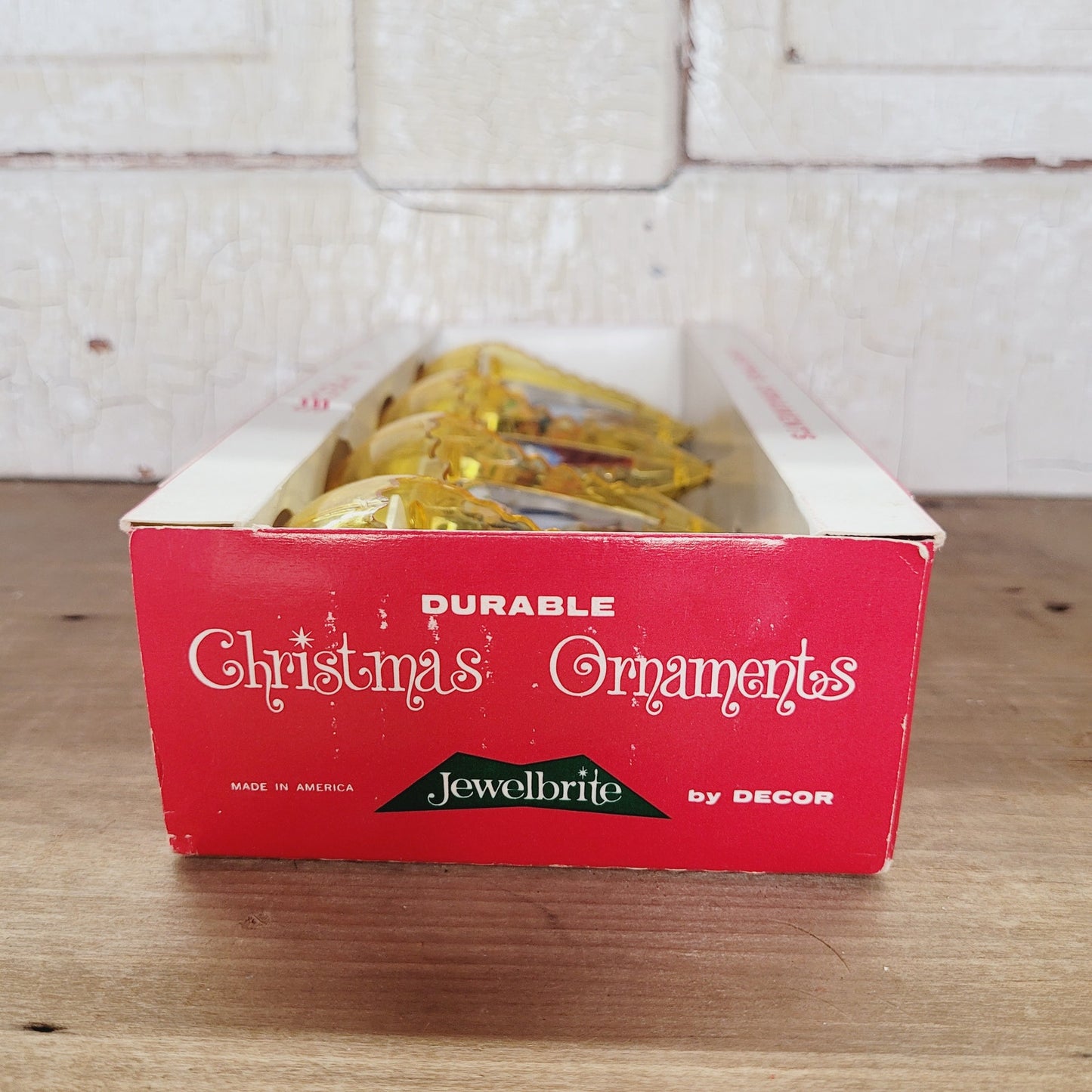 Vintage Jewel Brite Nativity Diorama Christmas Ornaments Set of 4 with Box