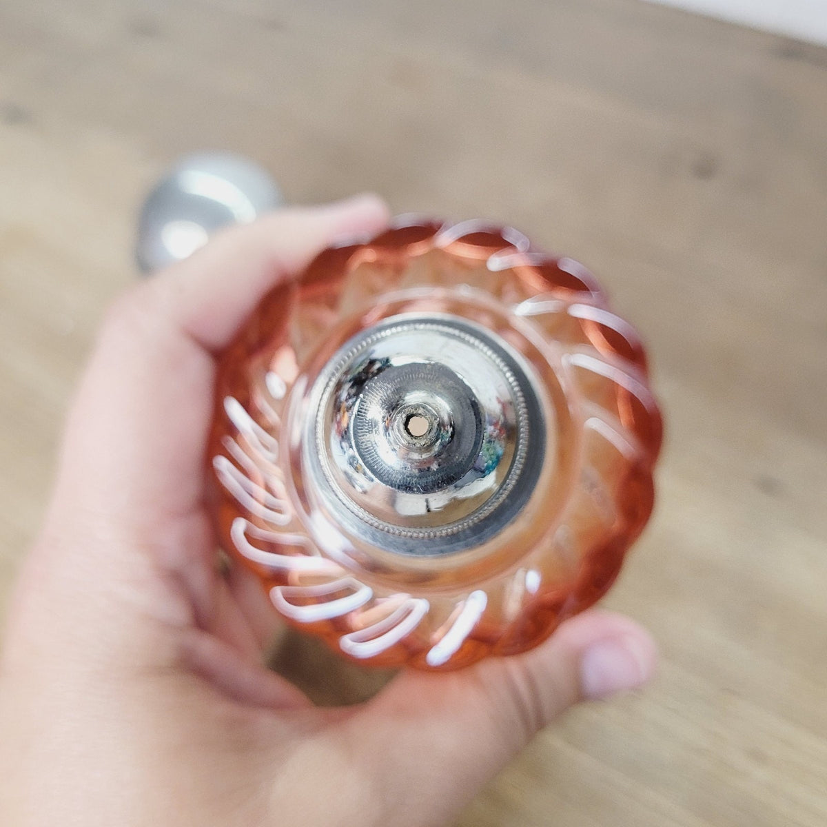 Baccarat Rose Tiente Bambous Swirl Cologne Bottle Metal Cap French Art Glass