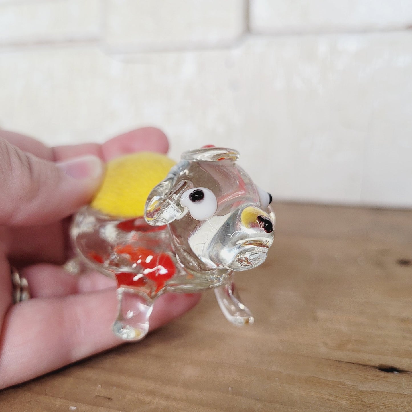 Miniature Glass Dog Pincushion - Vintage Pin Cushion