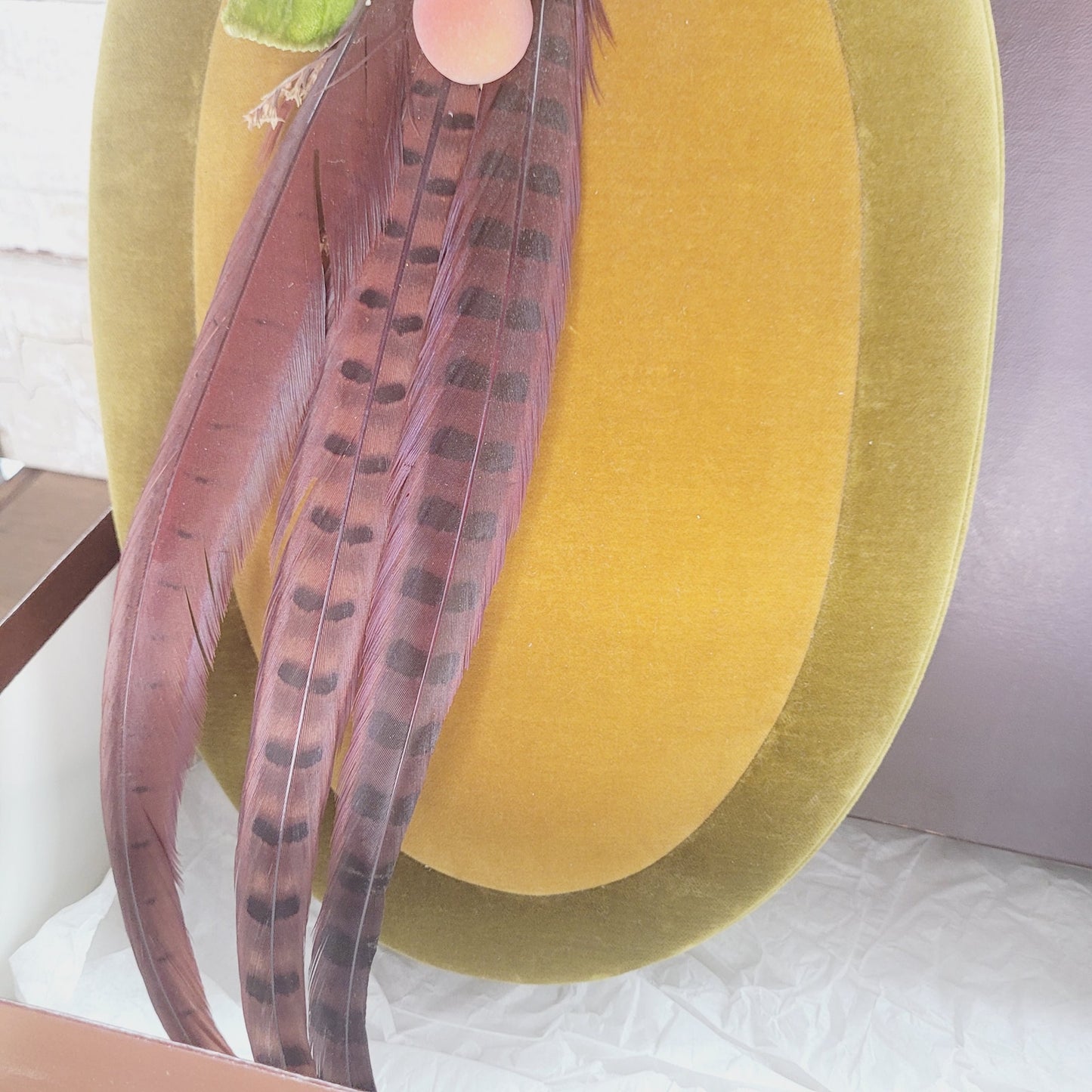 Vintage Godiva Velvet Chocolate Box 14" Oval with Feathers Fruit & Gift Box