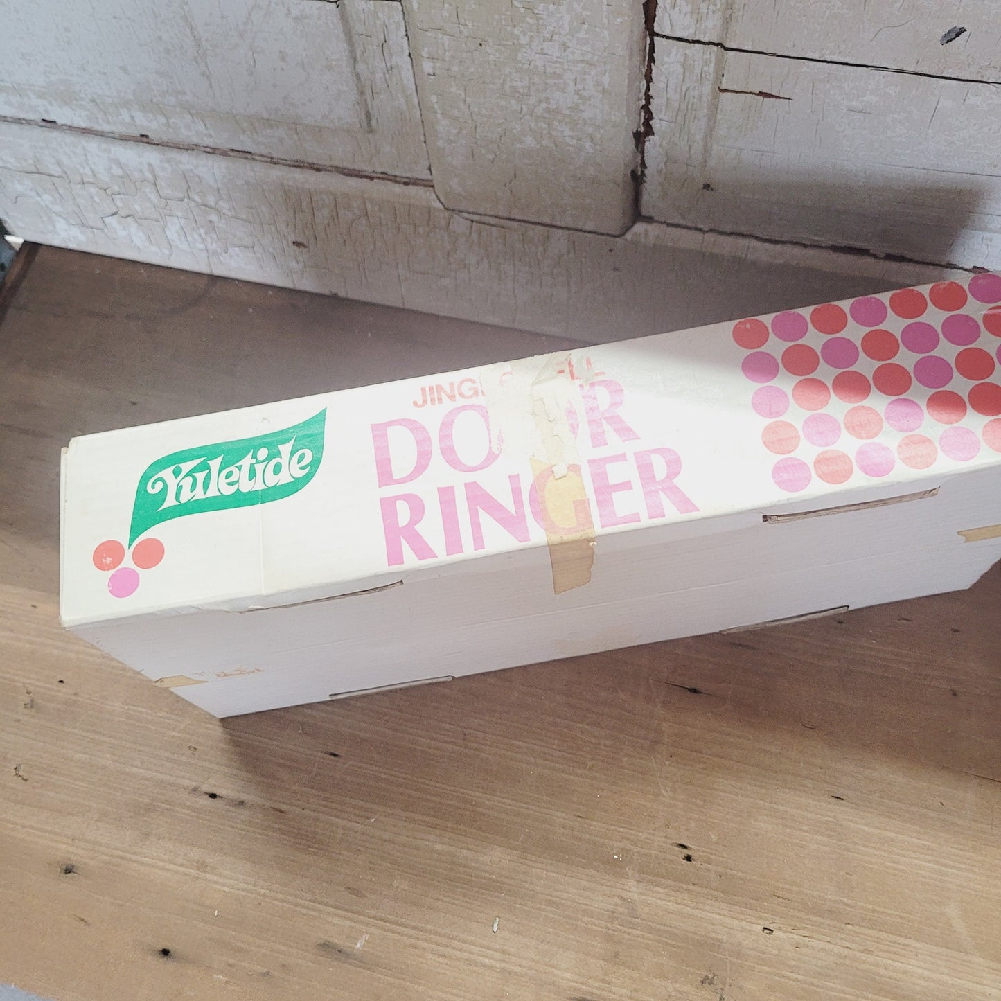 Vintage Yuletide Jingle Bell Door Hanger with Flocked Santa & Bows 14.5"