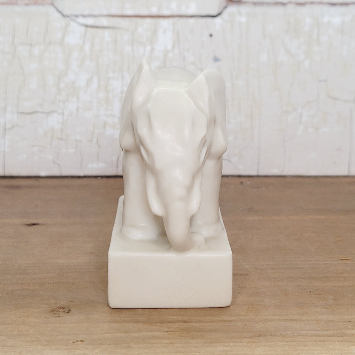 Rookwood Pottery 1934 Elephant Figural Paperweight Matte Ivory #6488 Trunk Down