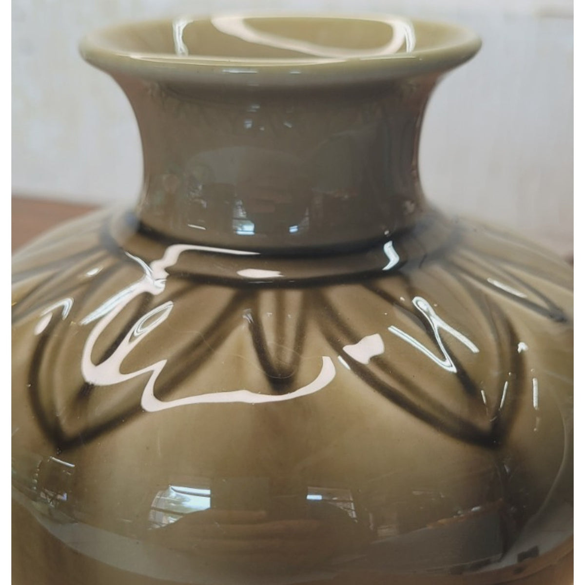 Rookwood 1951 LI 7062 Green Brown Glaze Bulbous Bud Vase 5"