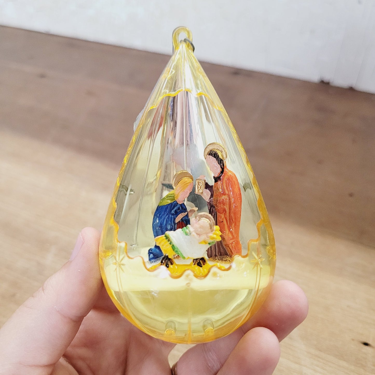 Vintage Jewel Brite Nativity Diorama Christmas Ornaments Set of 4 with Box
