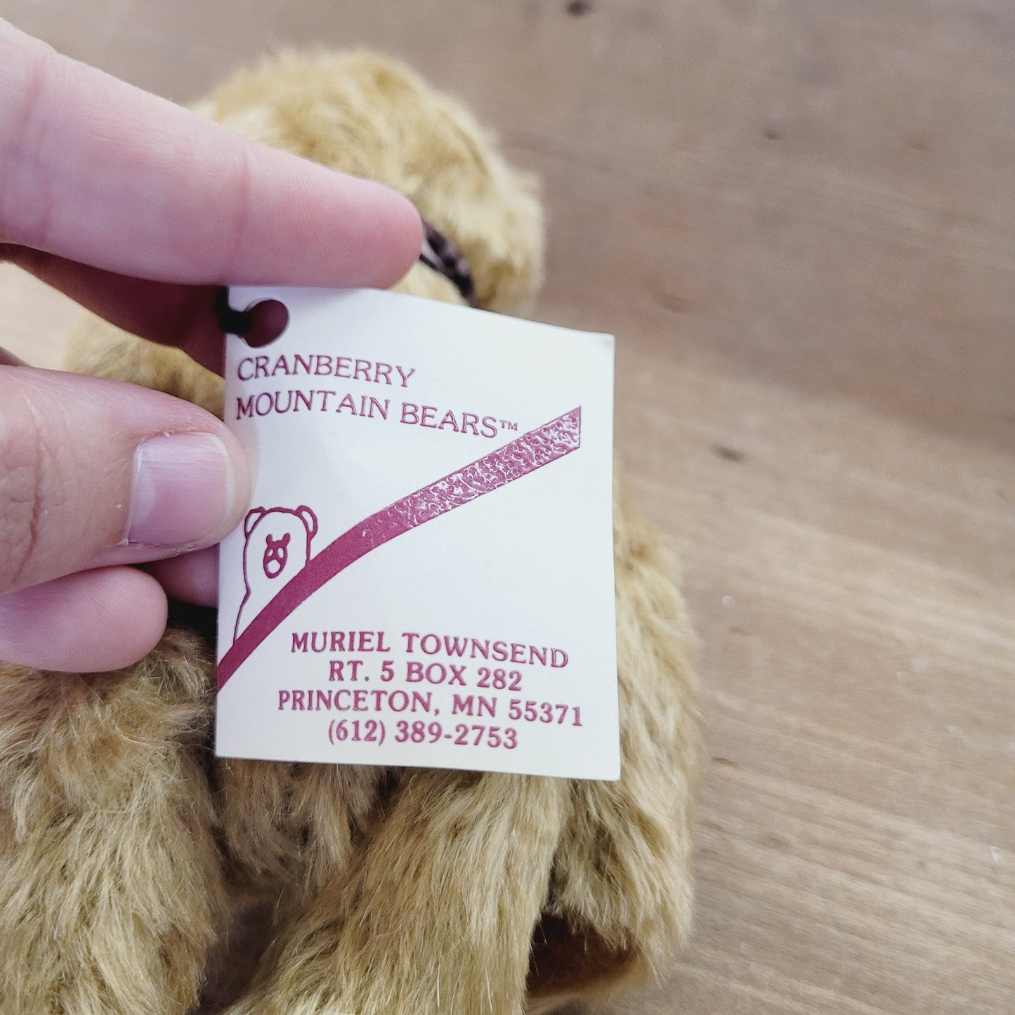 Cranberry Mountain Bear Walter Mohair Teddy Bear 1990 Muriel Townsend 7” Jointed