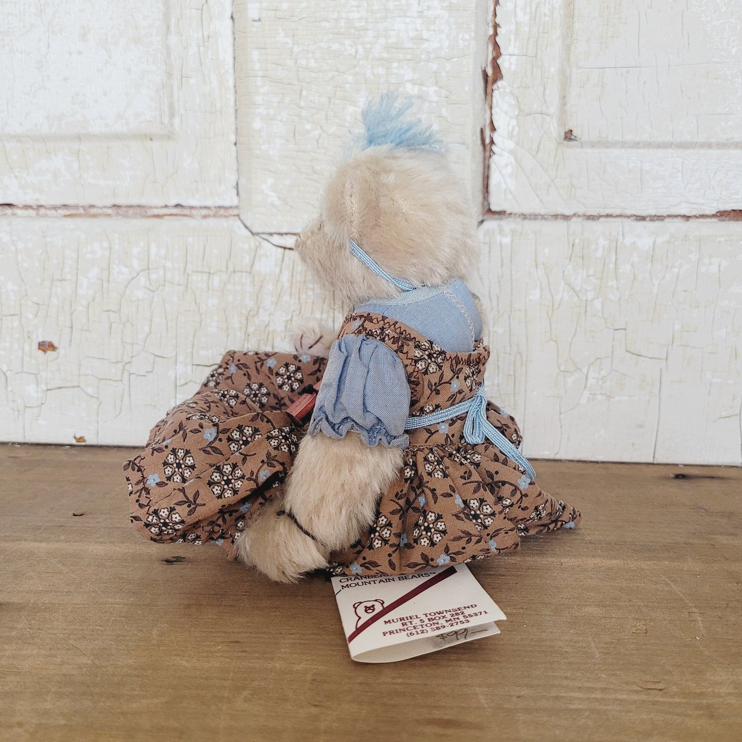 Cranberry Mountain Bears Ivory Mohair Teddy Bear 1990 Muriel Townsend Signed 7”