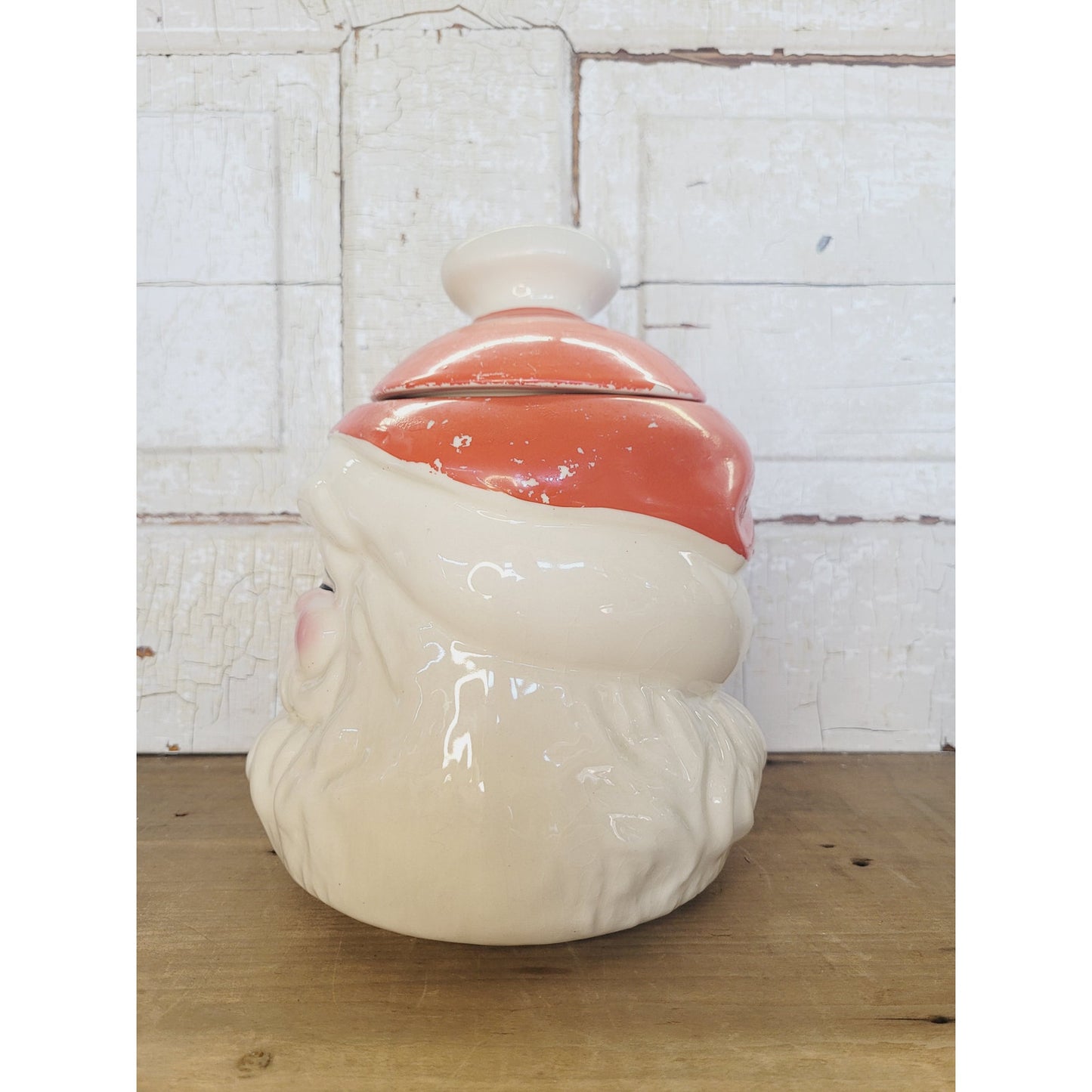 Vintage Santa Cookie Jar 1960s Hand Painted Santa Face Christmas Kitchen