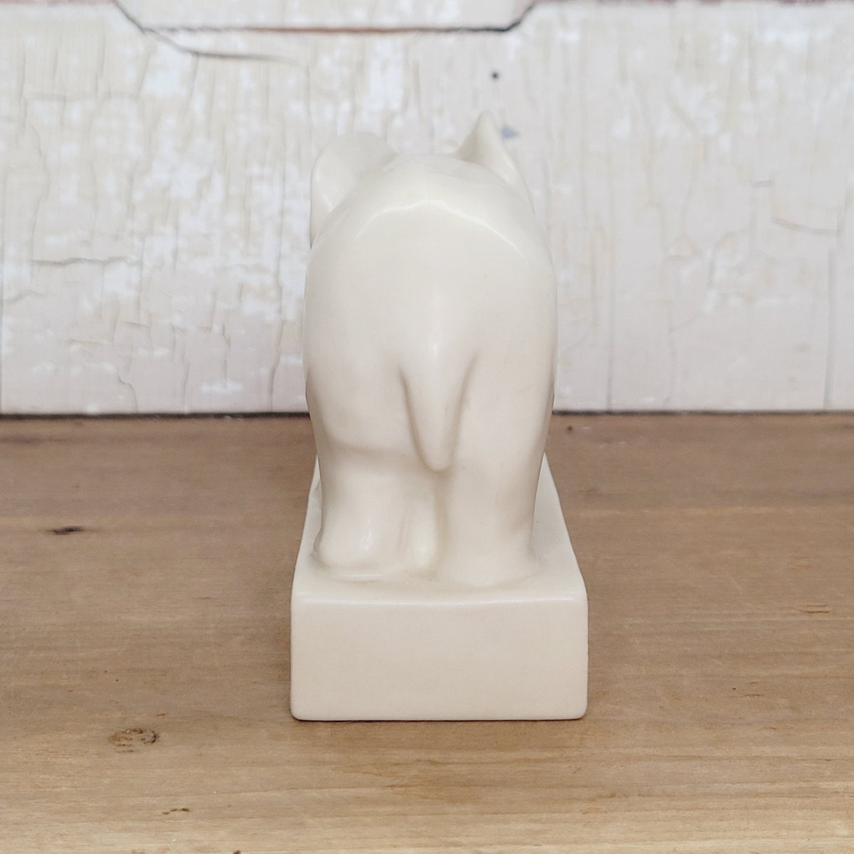 Rookwood Pottery 1934 Elephant Figural Paperweight Matte Ivory #6488 Trunk Down