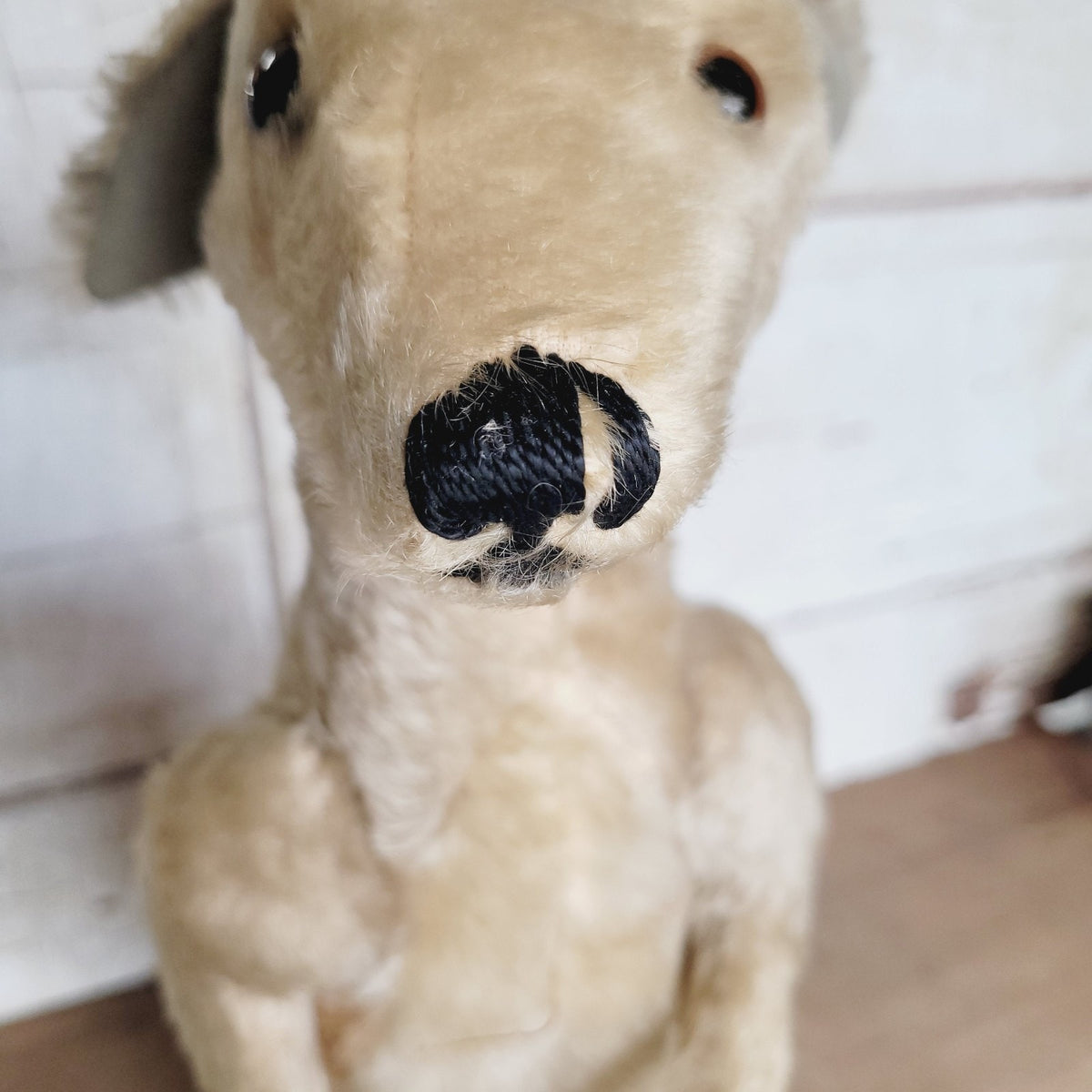 Vintage Steiff Kangaroo with Baby Joey Mohair Plush 21" Button No Tag MCM