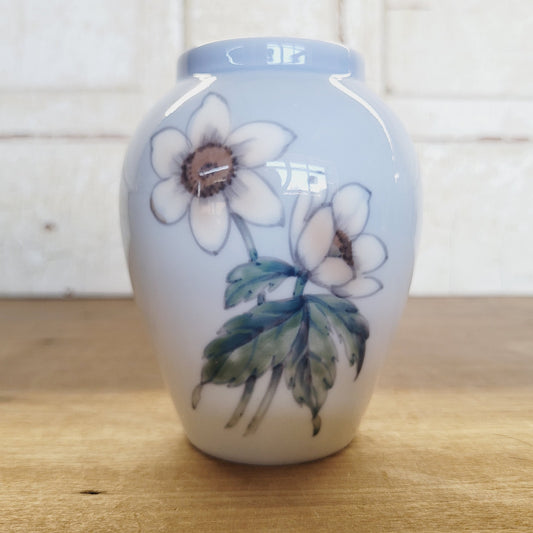 Lyngby Porcelæn Denmark Hand Painted Floral Vase 4” Danish Porcelain