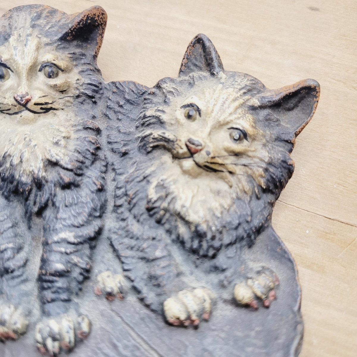 Bradley Hubbard Cat Tray 1640 Antique Cast Metal Three Kittens Pin Tray Dish