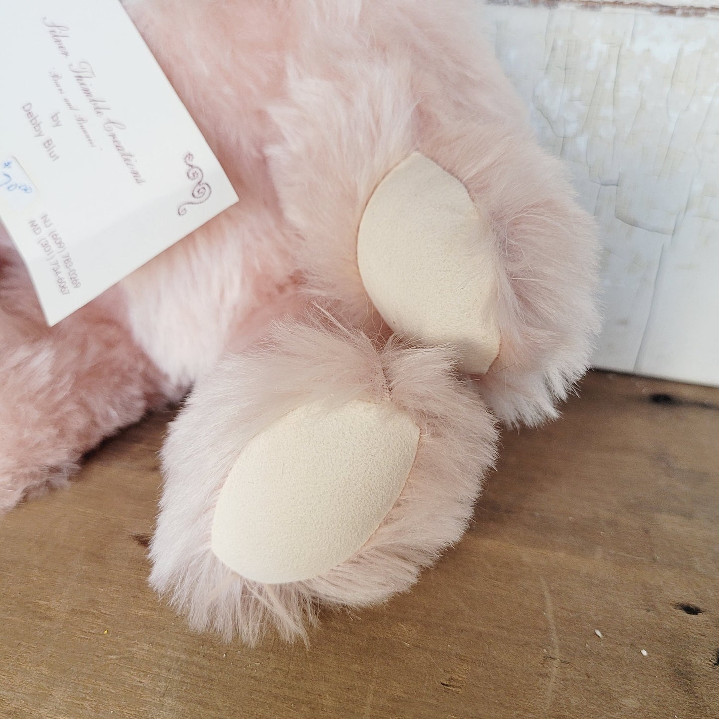 Handmade Light Pink Mohair Teddy Bear, Silver Thimble Creations – 10.5”