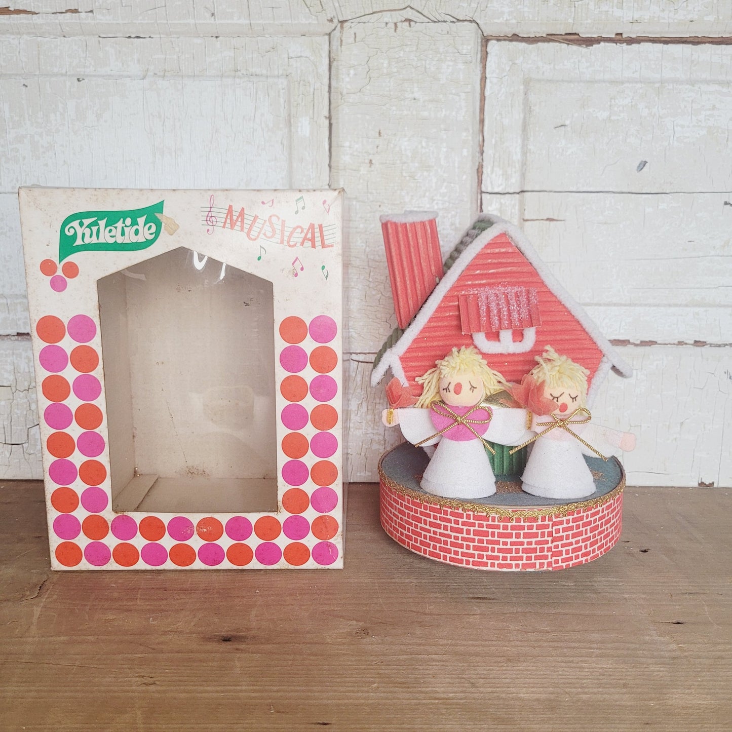 Vintage Yuletide Revolving Musical Christmas Toy Plays Jingle Bells Japan