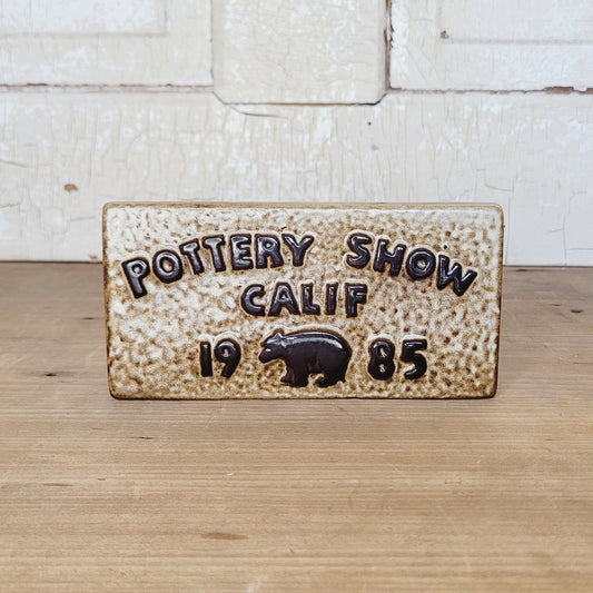 Vintage Howard Pierce Pottery Show Sign - 1985 California Bear Emblem