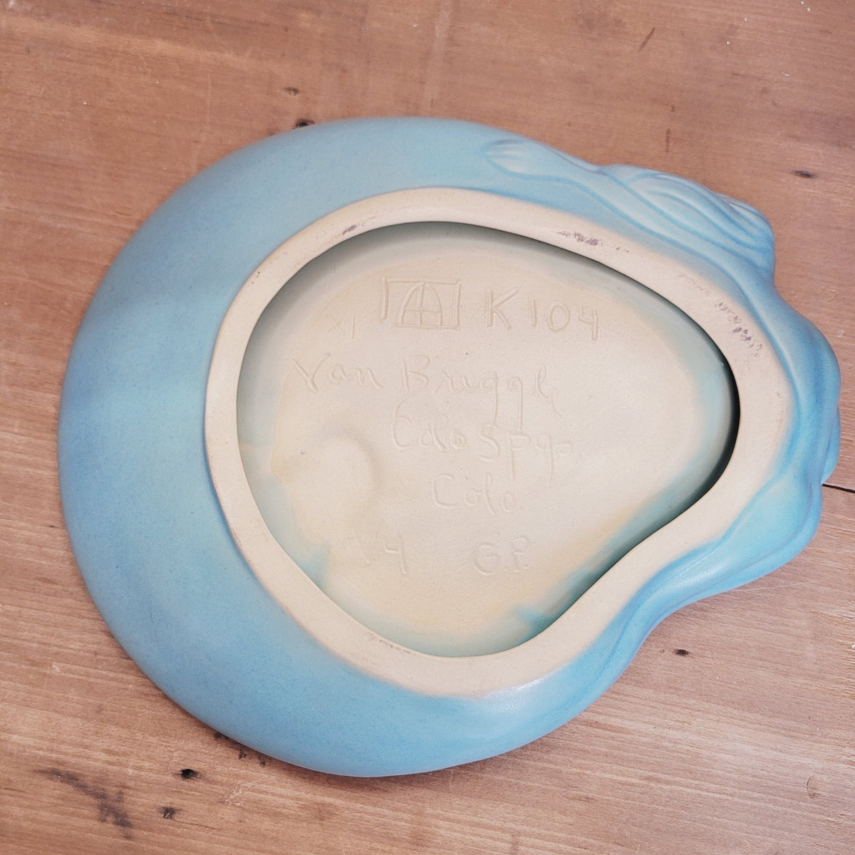 Van Briggle Pottery Mermaid Tray Dish Plate Ming Blue Matte Colorado Springs
