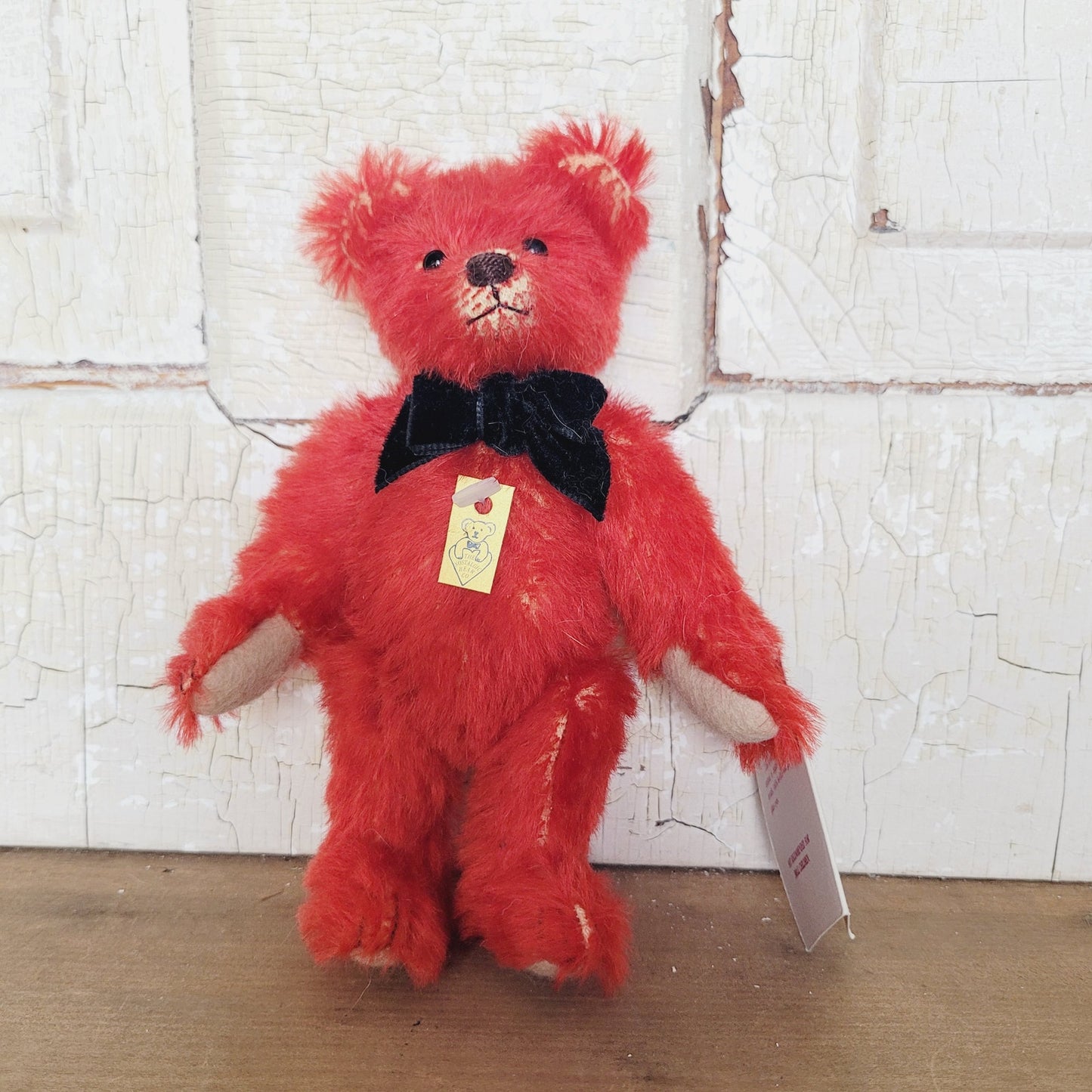 Nostalgic Bear Co 1990 Mini Teddy Bear Signed Sue Foskey Red 6" w Tags