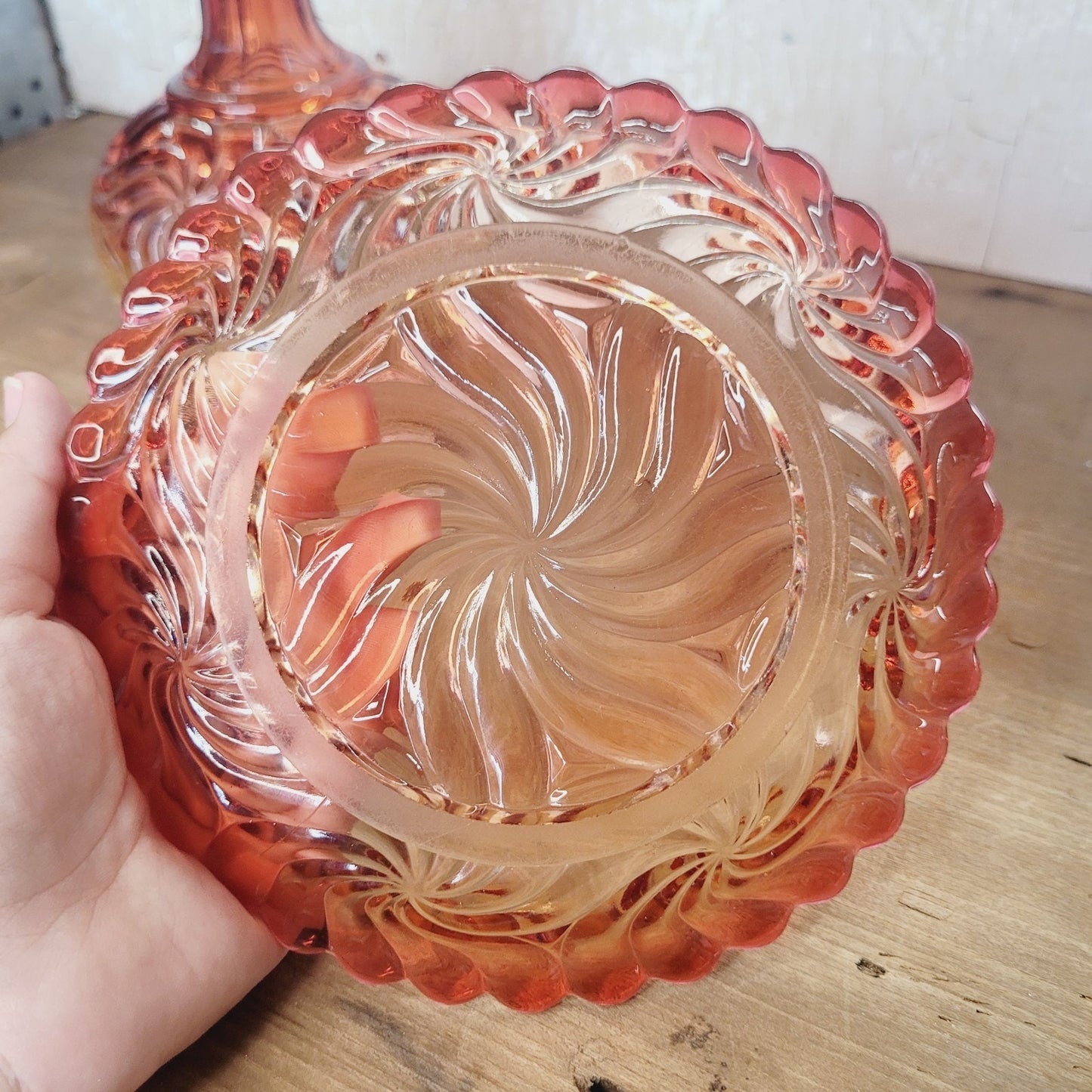 Baccarat Rose Tiente Rosaces Multiples Carafe Underplate French Art Glass Pink
