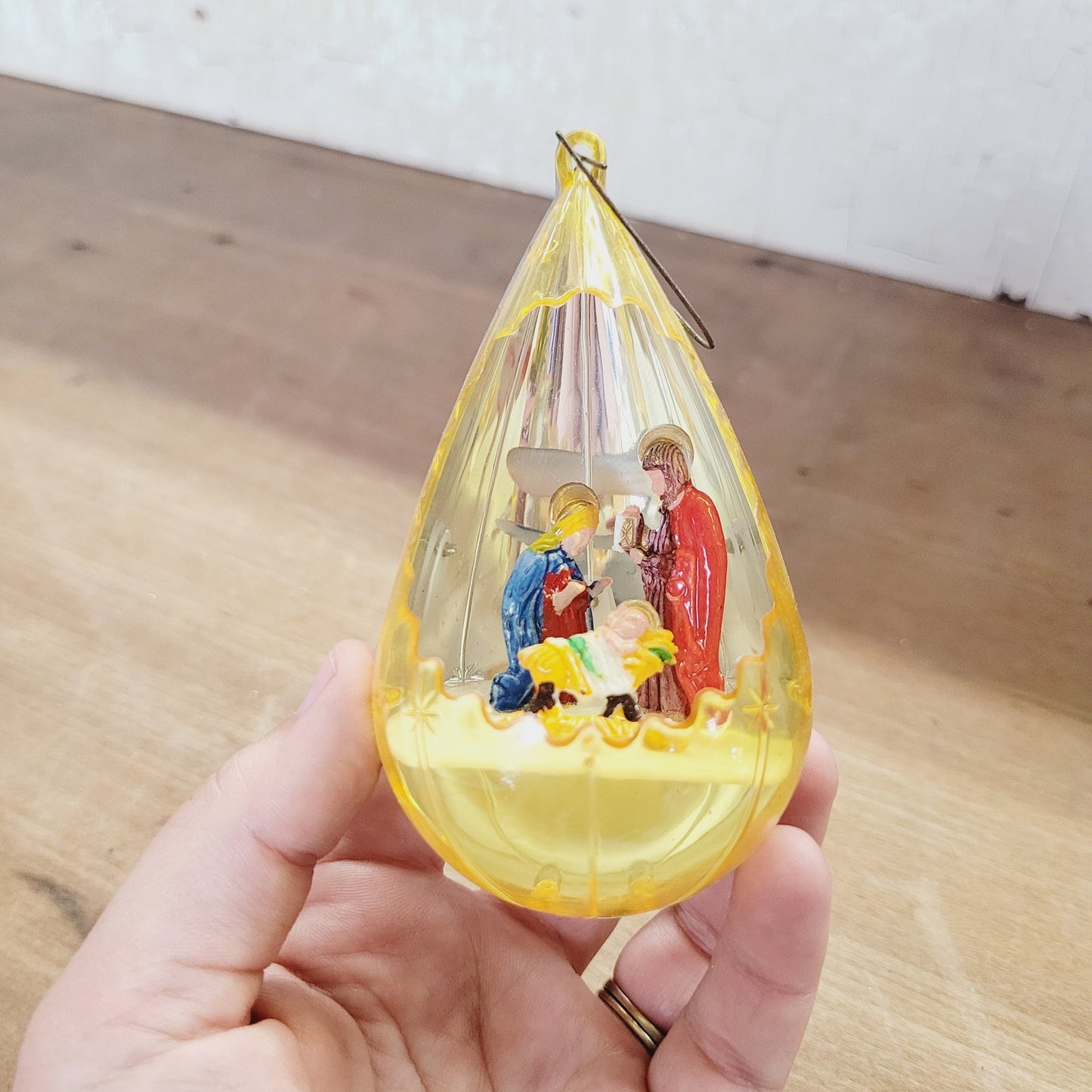 Vintage Jewel Brite Nativity Diorama Christmas Ornaments Set of 4 with Box