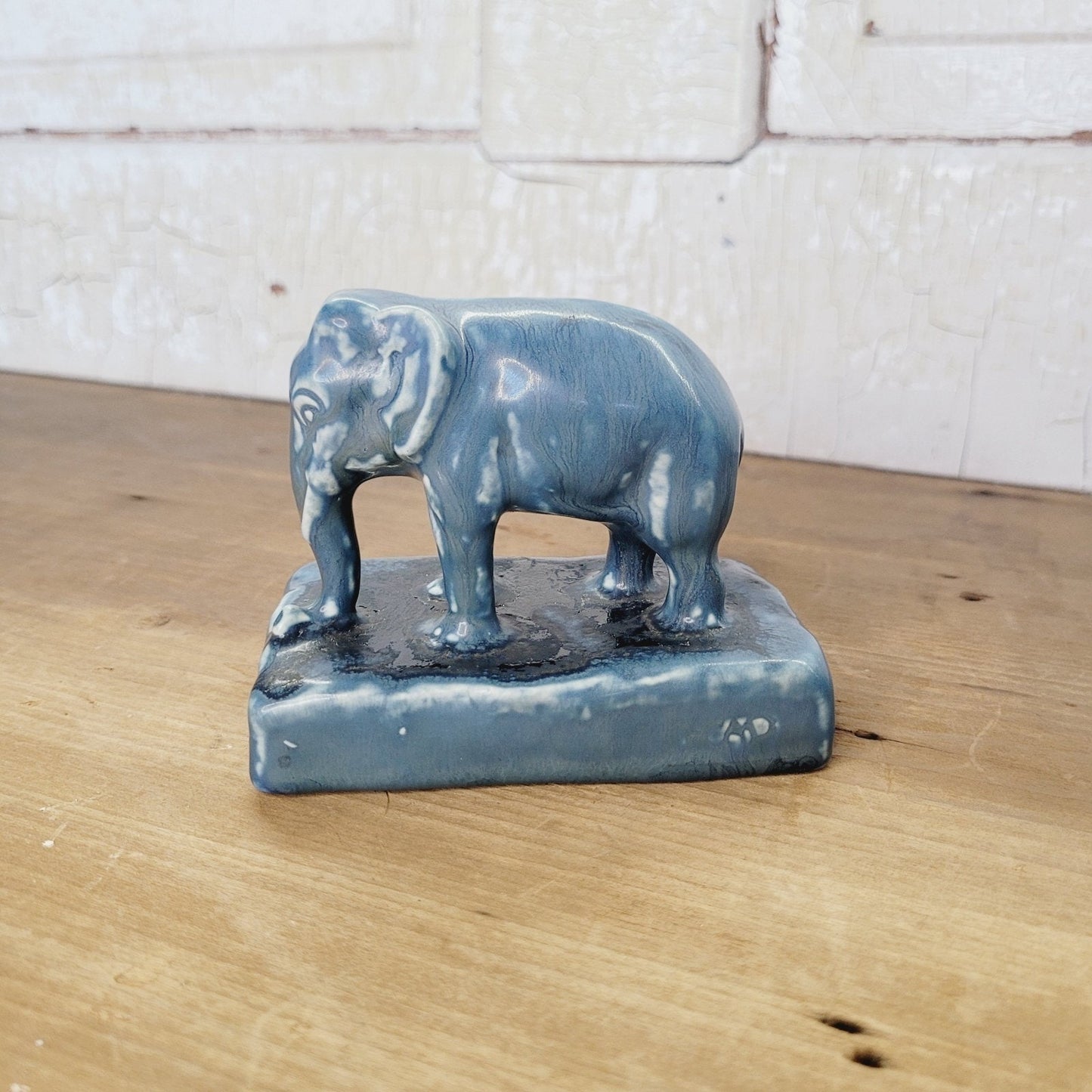 Rookwood 1930 Vintage Pottery Blue Elephant Ceramic Paperweight Figurine 2797