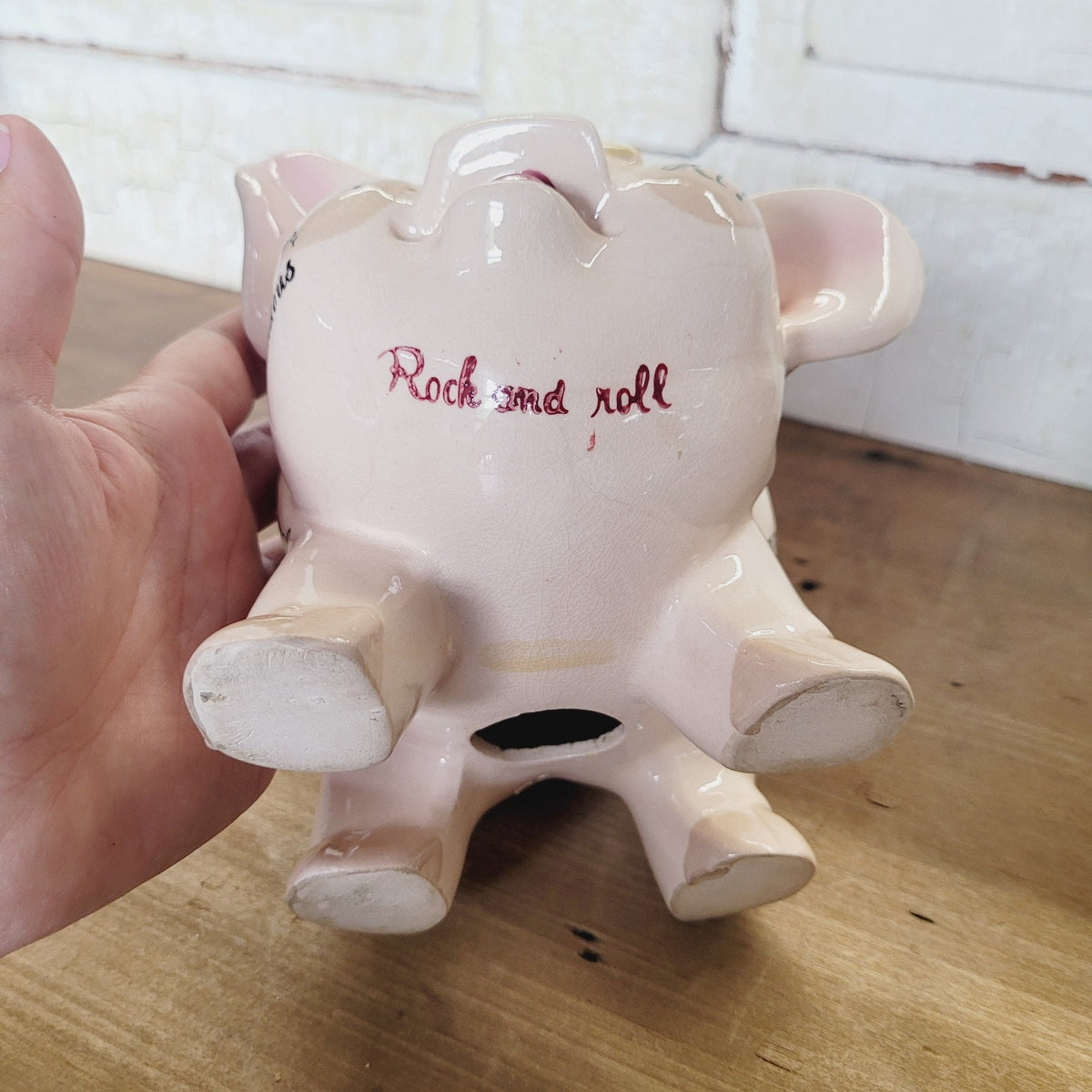 Vintage NAPCO 1950s Rock and Roll Slang Piggy Bank Hep Cat Ceramic Pink 8in