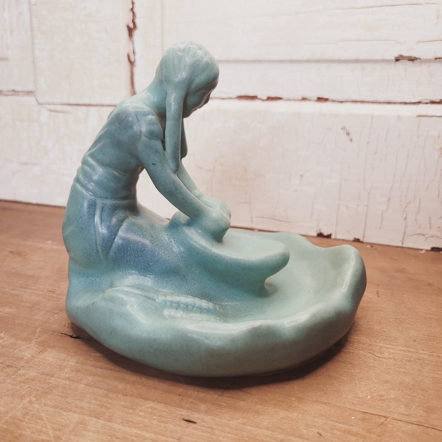 Van Briggle Pottery Indian Corn Maiden Figurine Blue/Turquoise Colorado Springs