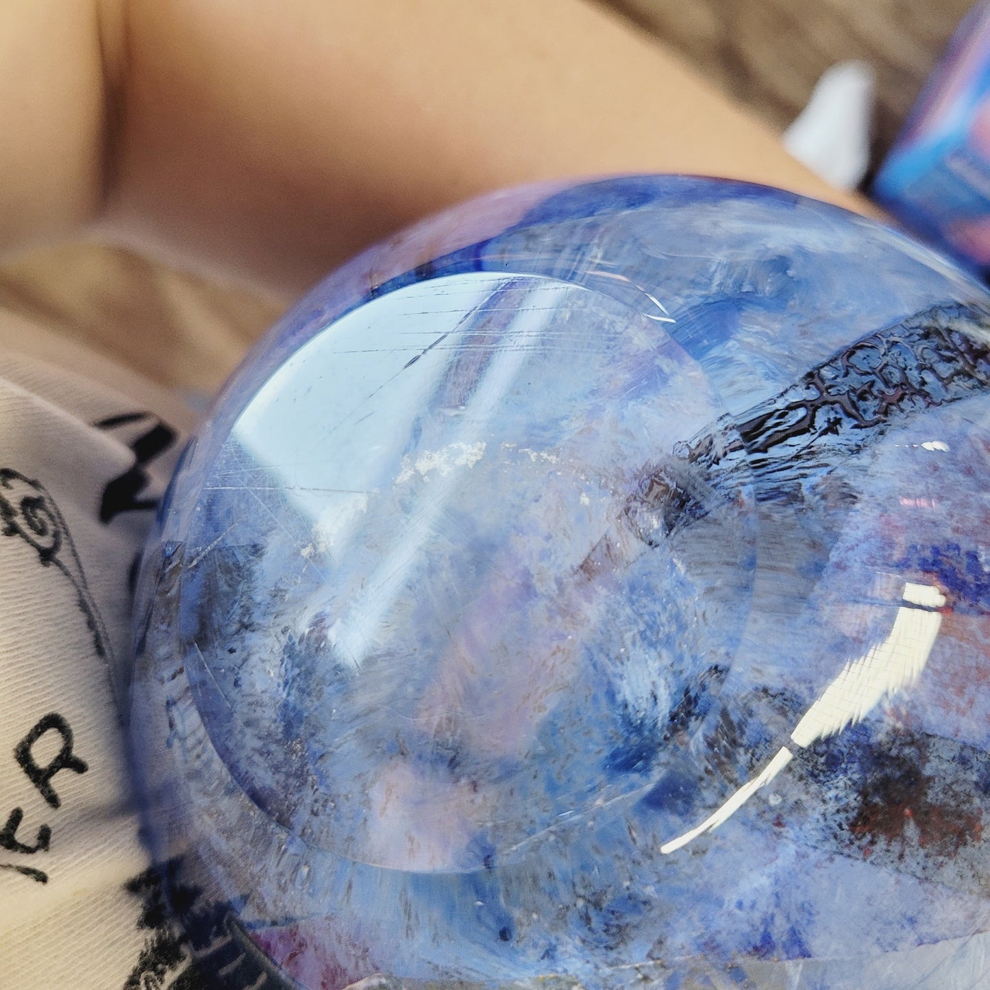 Heavy Art Glass Vase | 10.25" Tall | Blue Multicolor | Thick Contemporary Studio Glass