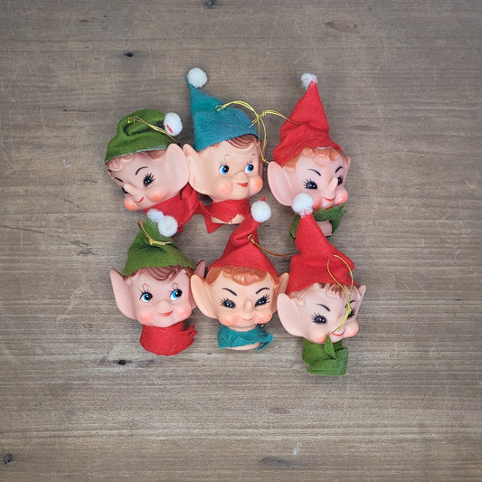 Set of 6 Vintage Elf Pixie Light Covers | Japan 1960s Knee Hugger Christmas