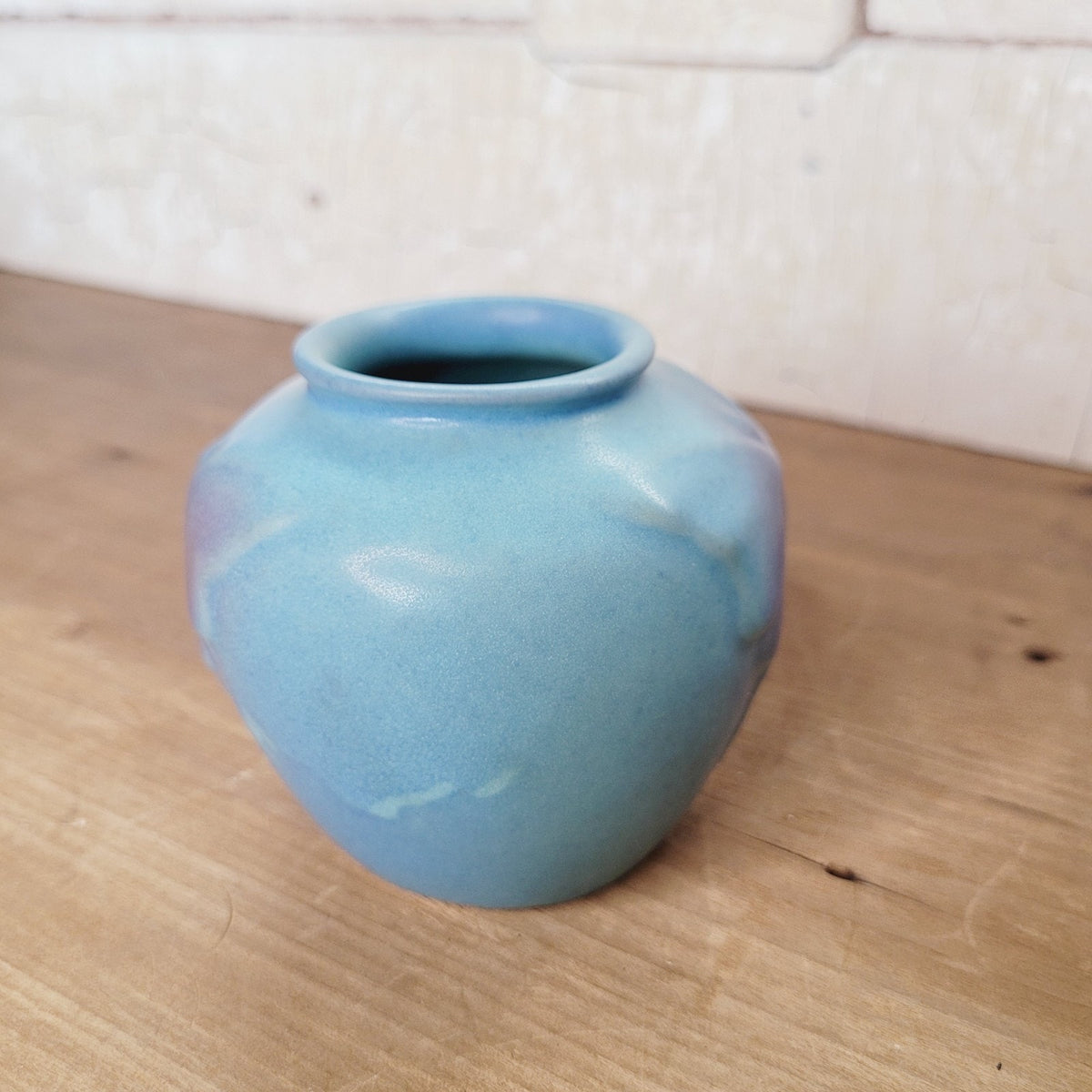 Van Briggle Luna Moth Vase 2004 Blue Matte LCB Colorado Springs Art Pottery