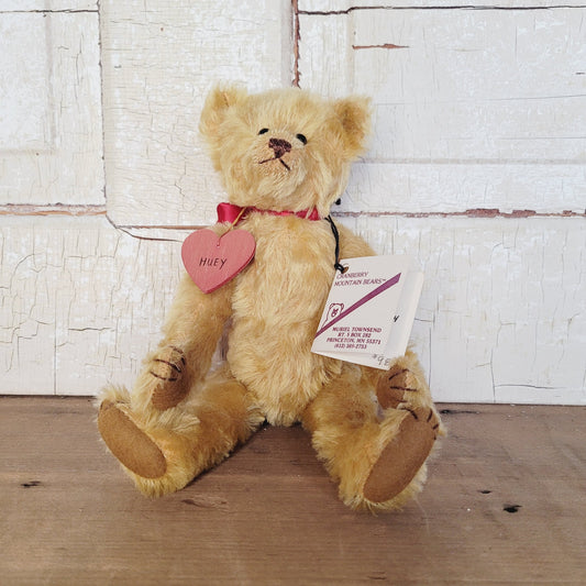 Vintage Cranberry Mountain Bear, "Huey" Mohair Teddy Bear, 10", Muriel Townsend