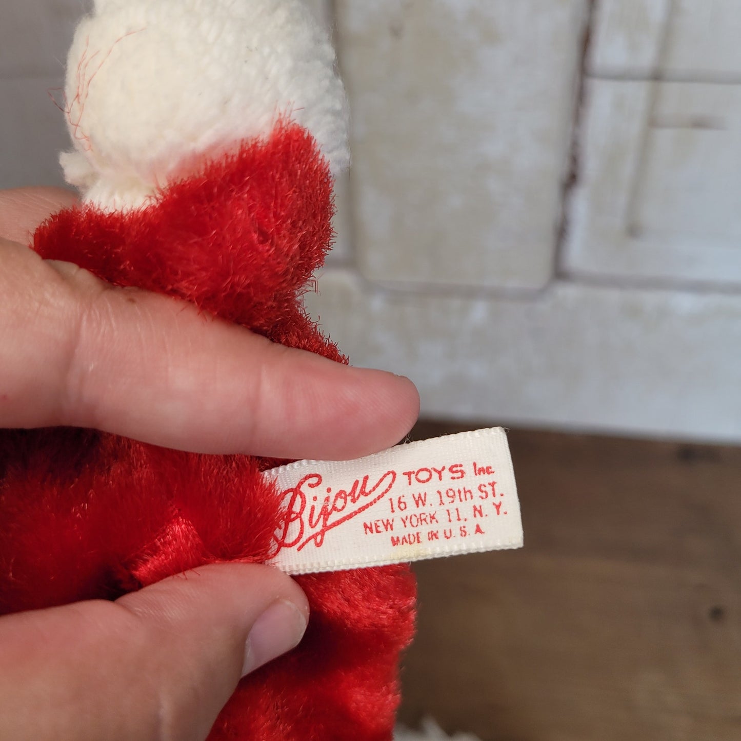 Vintage Bijou Toys Rubber Face Santa Pajama Bag Stocking Mid Century Christmas