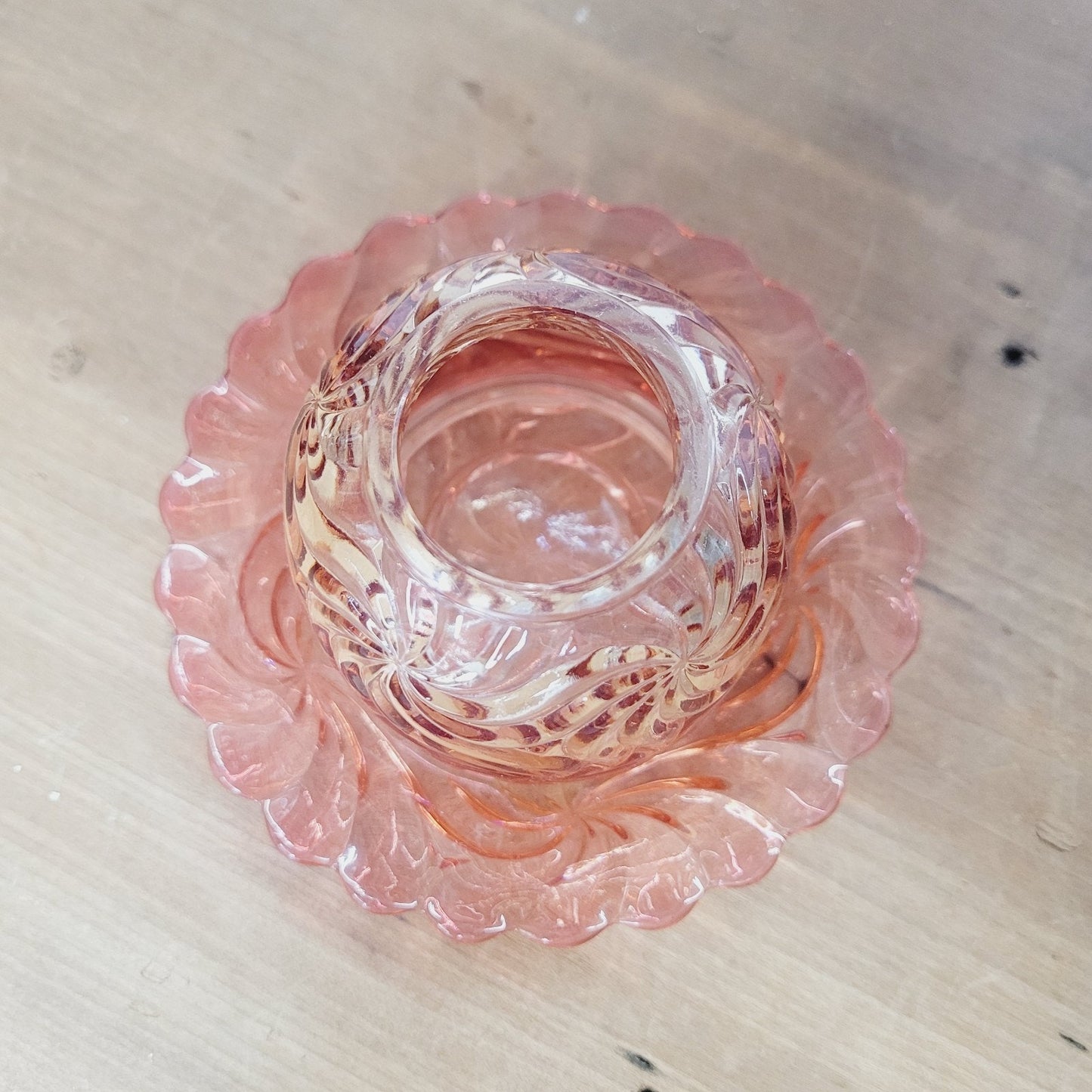 Baccarat Rose Tiente Fairy Lamp Rosaces Multiples Swirl French Art Glass Marked