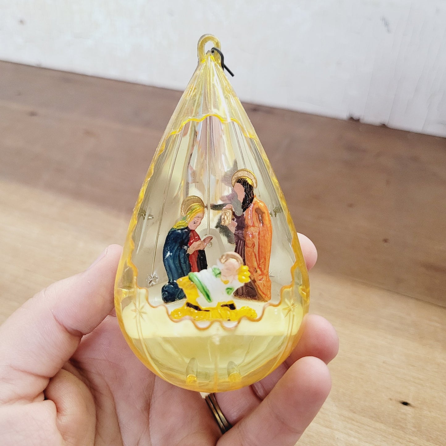 Vintage Jewel Brite Nativity Diorama Christmas Ornaments Set of 4 with Box