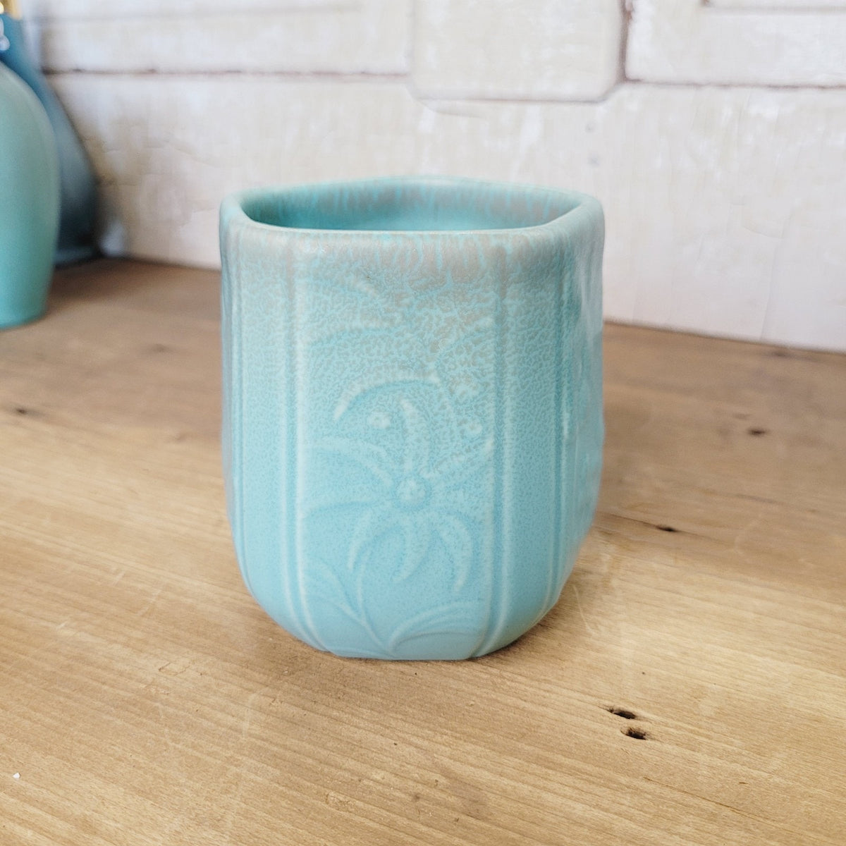 Rookwood Pottery 1930 #6107 Turquoise Blue Matte Botanical Cabinet Vase Arts Cra
