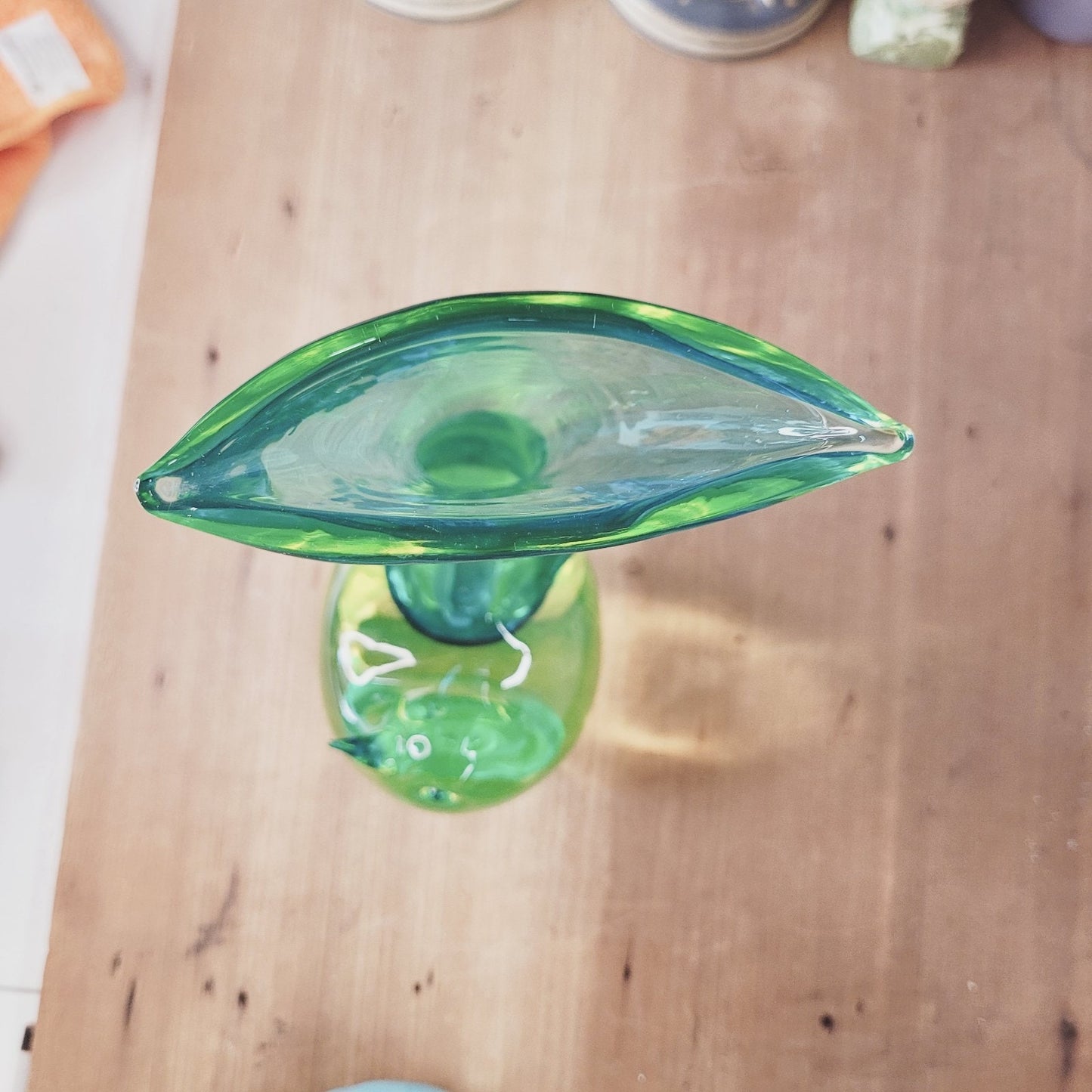 RARE Vintage Murano Cenedese Sommerso Uranium Glass Bird Vase Signed 12.5" MCM