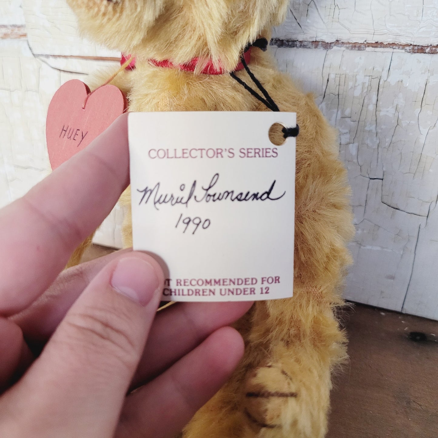 Vintage Cranberry Mountain Bear, "Huey" Mohair Teddy Bear, 10", Muriel Townsend
