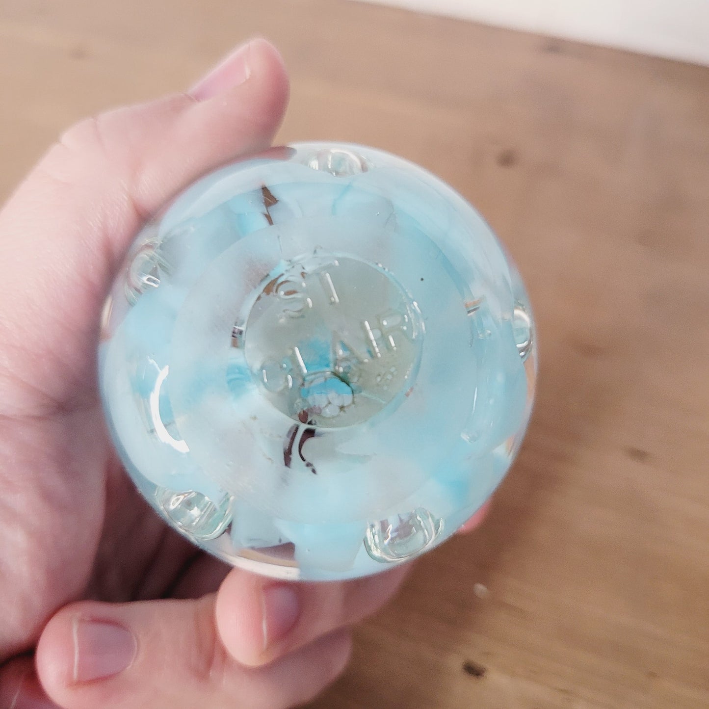 Vintage St. Clair Art Glass Paperweight – 2.5" Blown Glass Bubble Floral Design