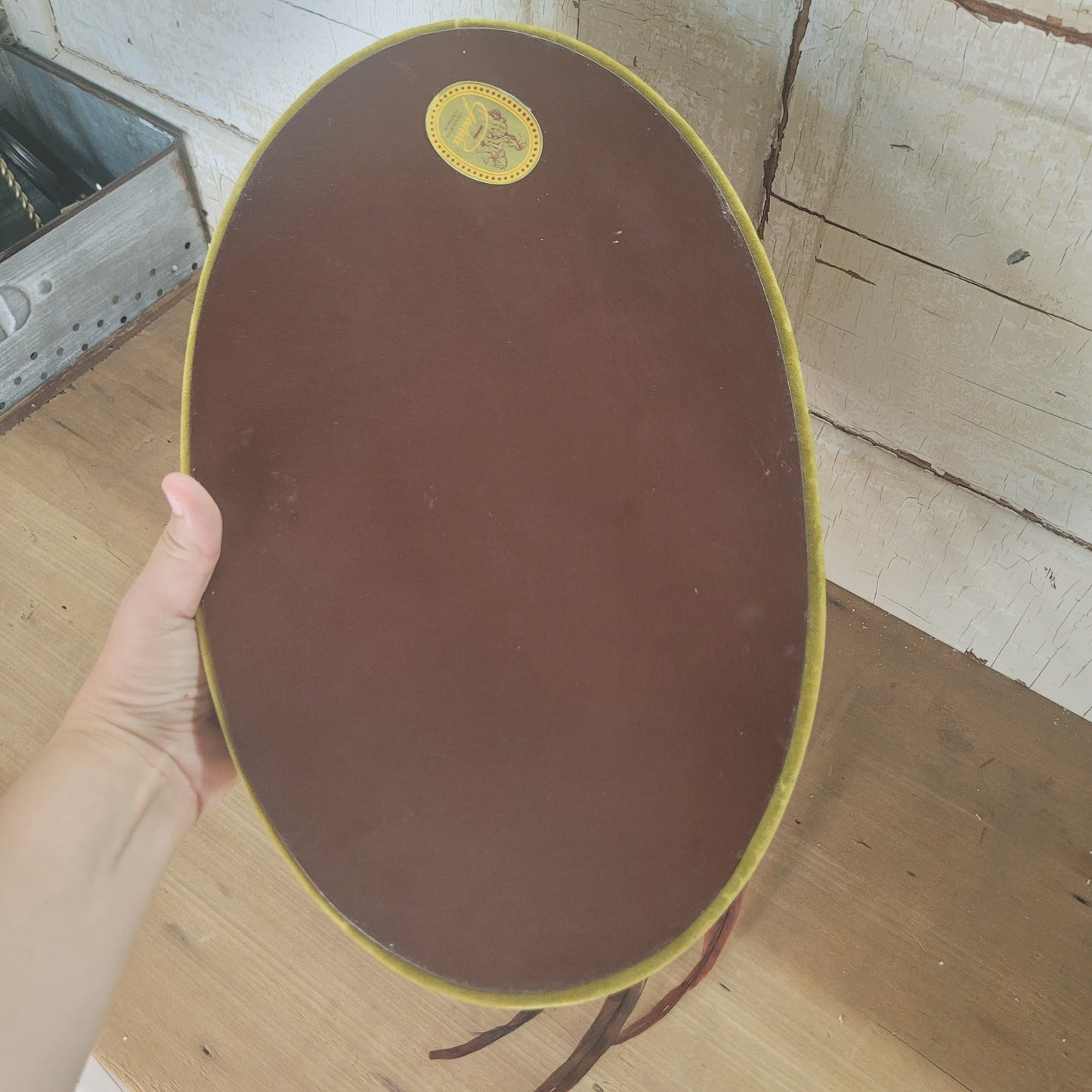 Vintage Godiva Velvet Chocolate Box 14" Oval with Feathers Fruit & Gift Box