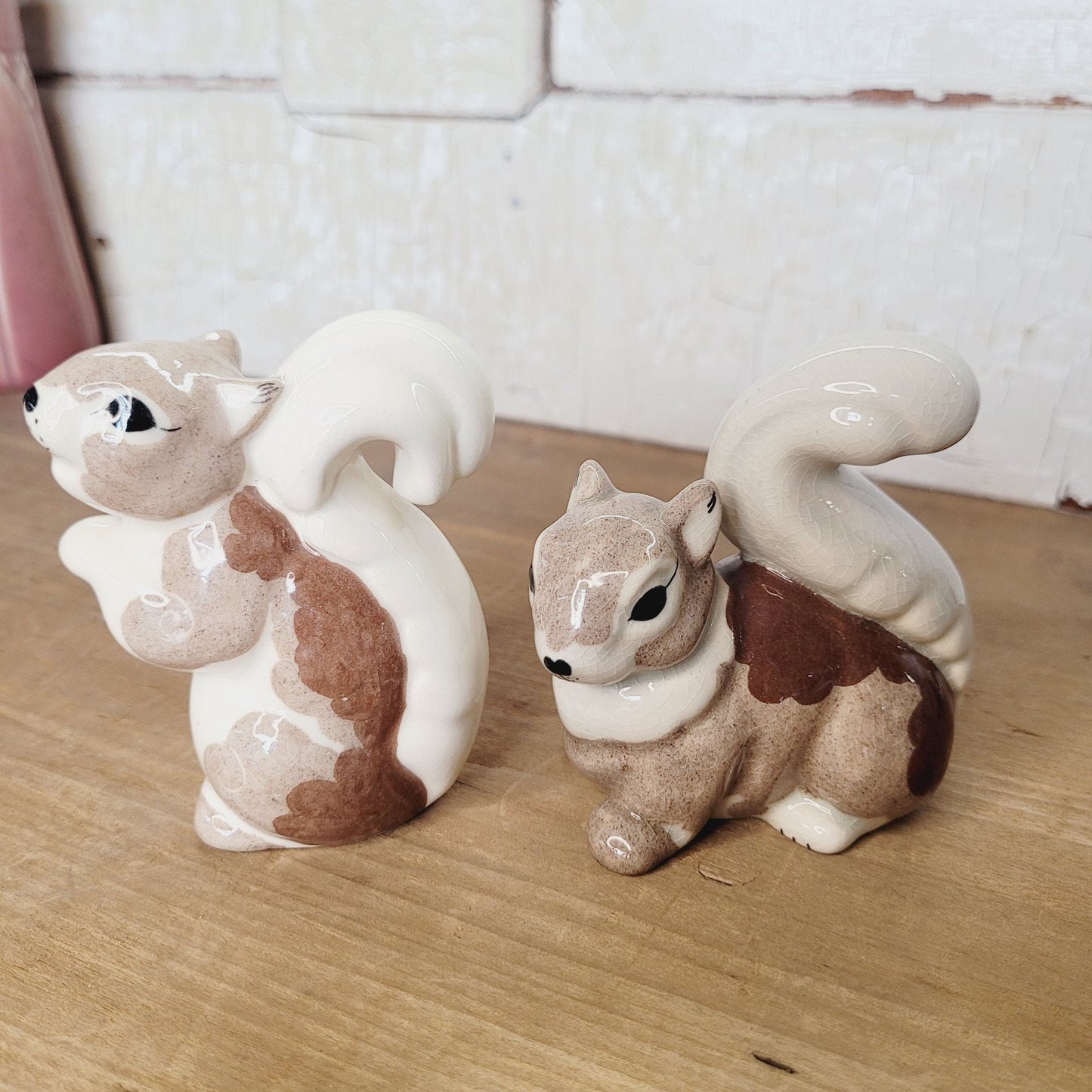Kay Finch California Squirrel Figurines Pair Vintage Glazed Ceramic