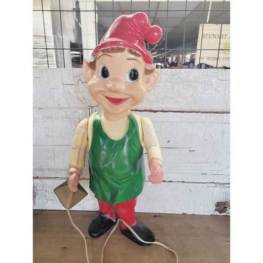 Vintage Union Products Elf Blow Mold with Lantern | 1960s Hard Plastic 23"