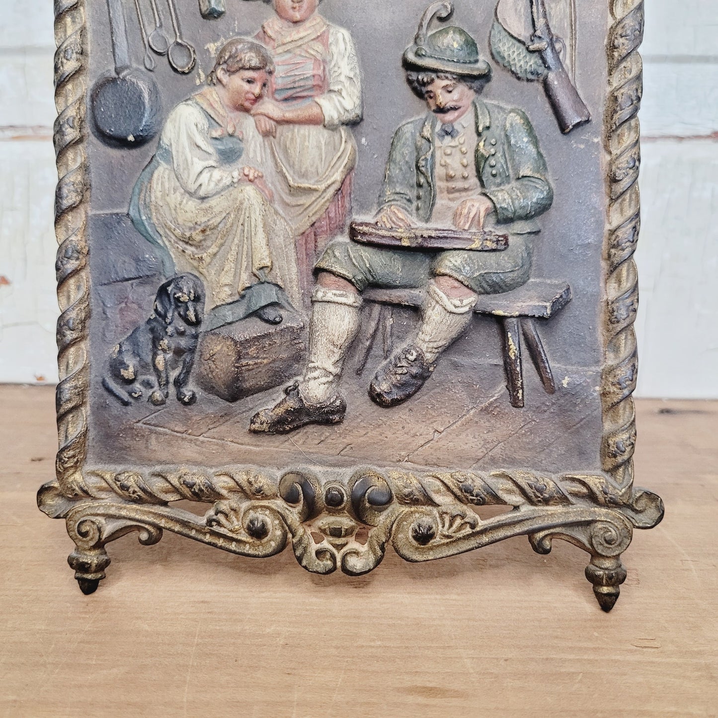 Antique Bradley and Hubbard Cast Iron Wall Plaque 1812 Figural Relief Easel Back