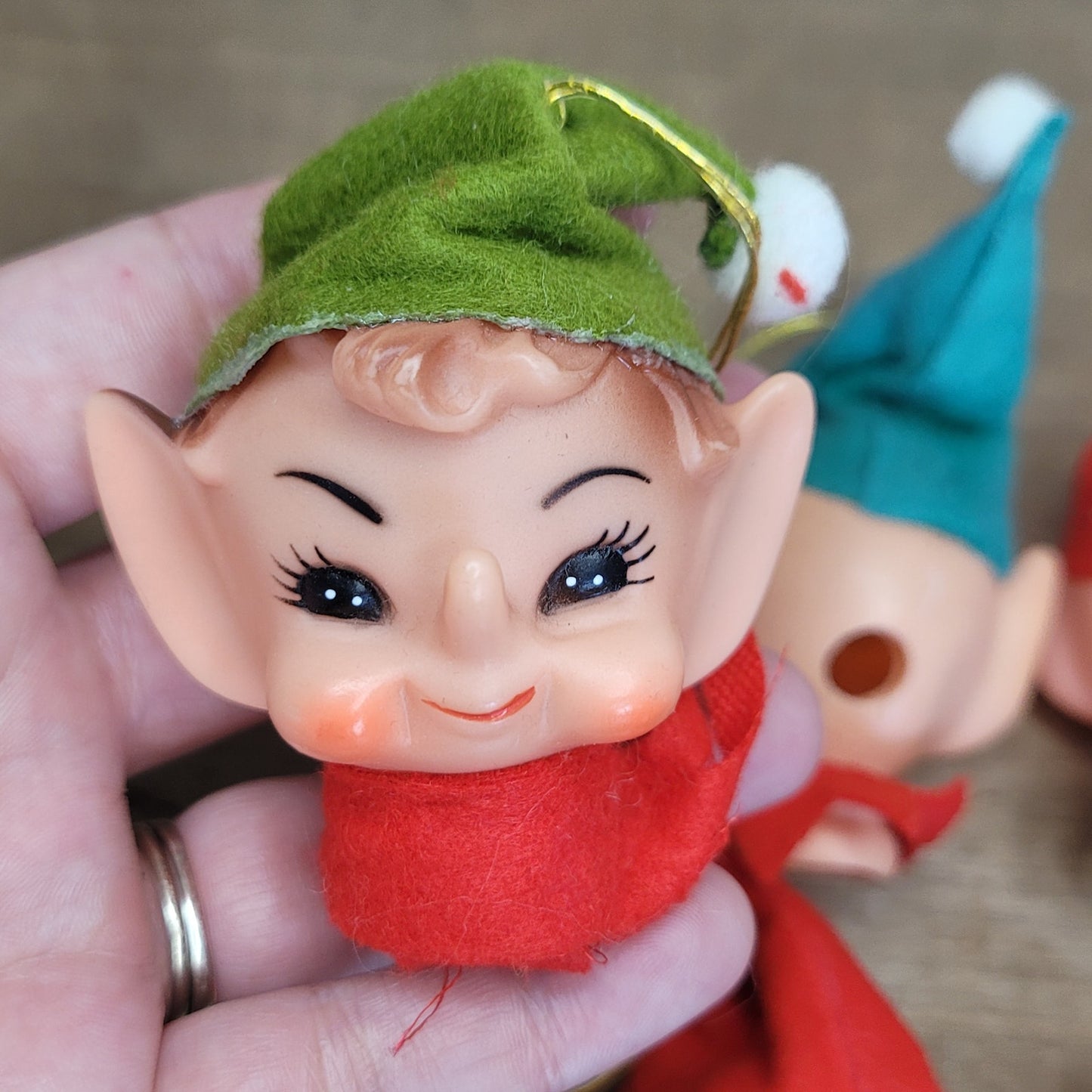 Set of 6 Vintage Elf Pixie Light Covers | Japan 1960s Knee Hugger Christmas